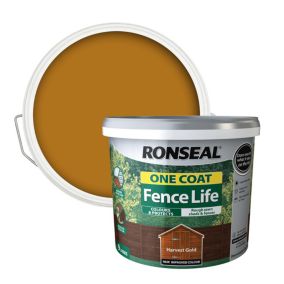 Ronseal One Coat Fence Life Harvest gold Matt Exterior Wood paint, 9L