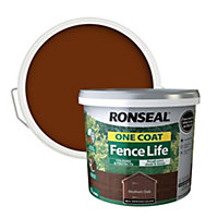 Ronseal One Coat Fence Life Medium oak Matt Exterior Wood paint, 9L