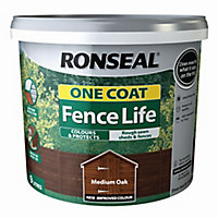 Ronseal One Coat Fence Life Medium oak Matt Fence & shed Treatment, 9L