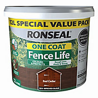 Ronseal One coat fence life Red cedar Matt Fence & shed Treatment 12L