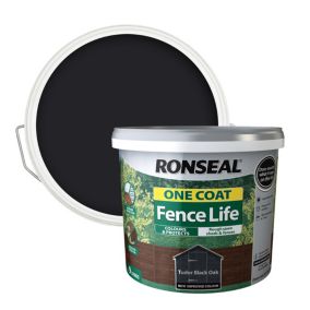 Ronseal One Coat Fence Life Tudor black oak Matt Exterior Wood paint, 9L