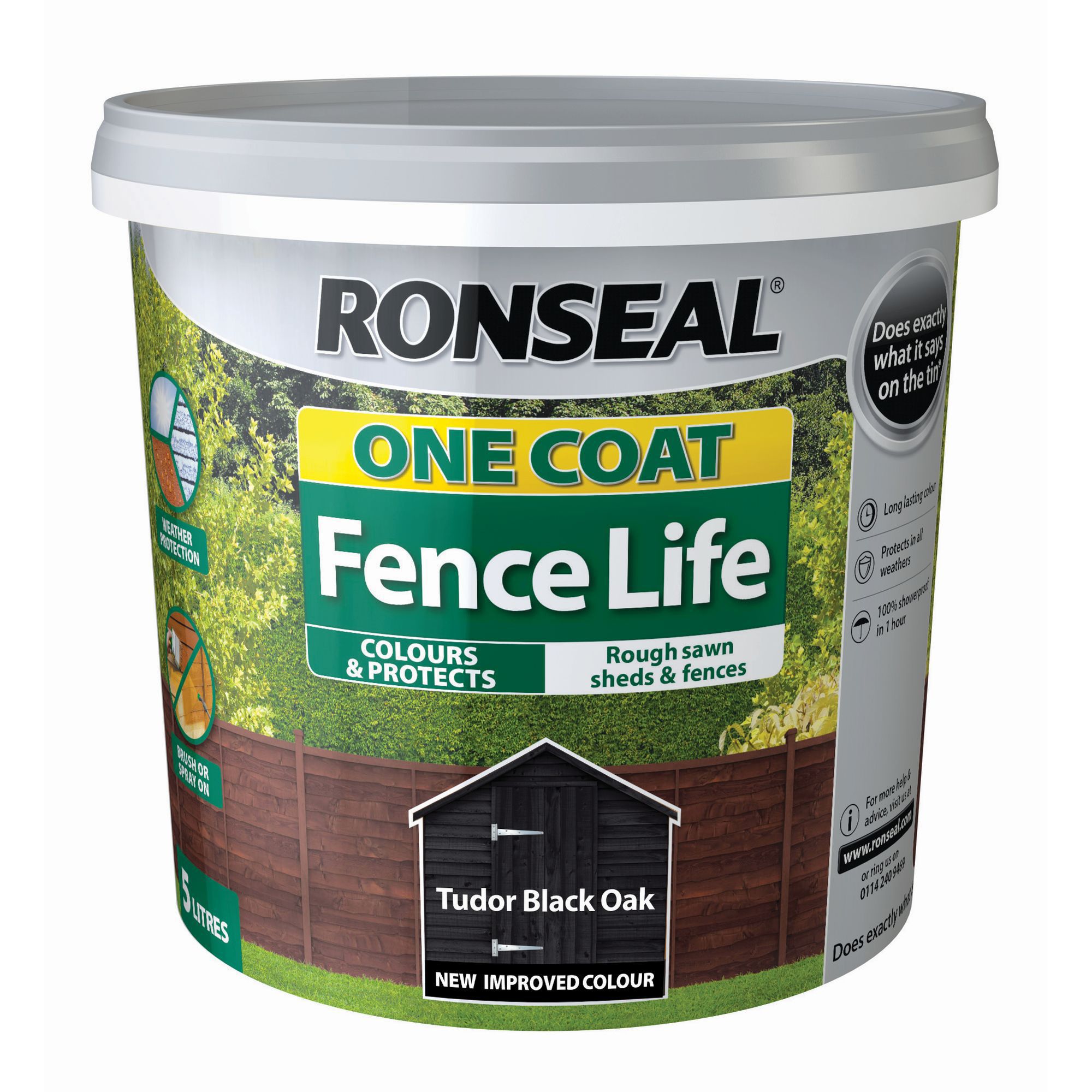 Ronseal One Coat Fence Life Tudor Black Oak Matt Fence Shed Treatment 5l Diy At B Q