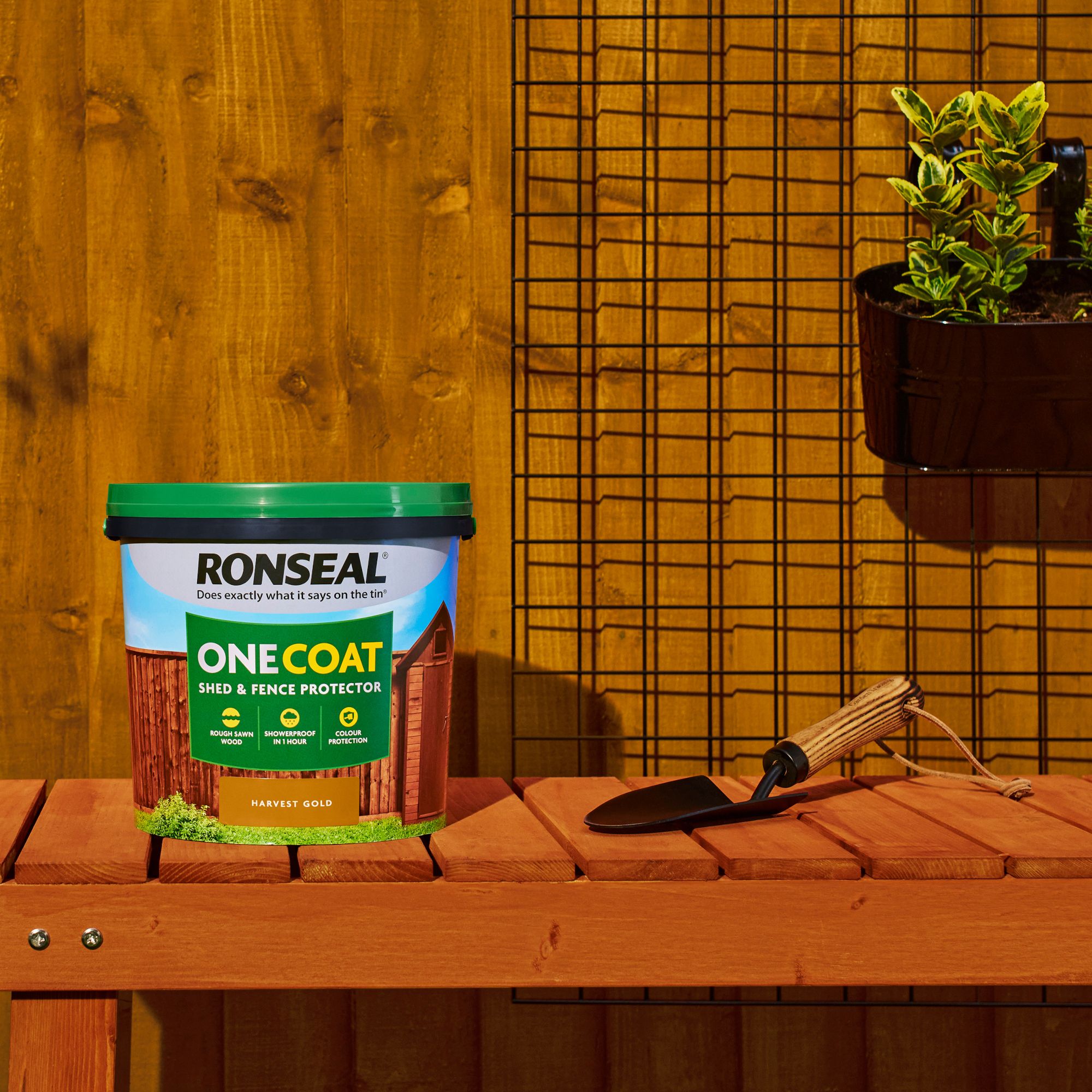 Ronseal One Coat Harvest Gold Matt Medium base Exterior Shed & fence ...