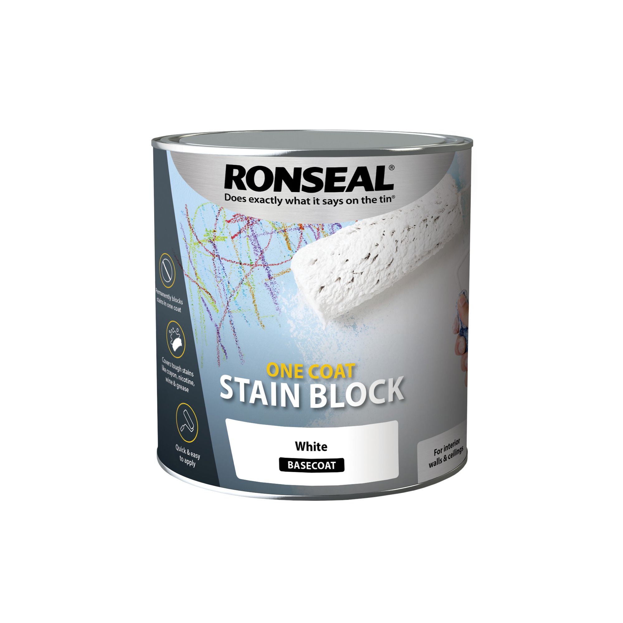 Ronseal One Coat White Matt Wall & ceiling Stain block primer, 2.5L