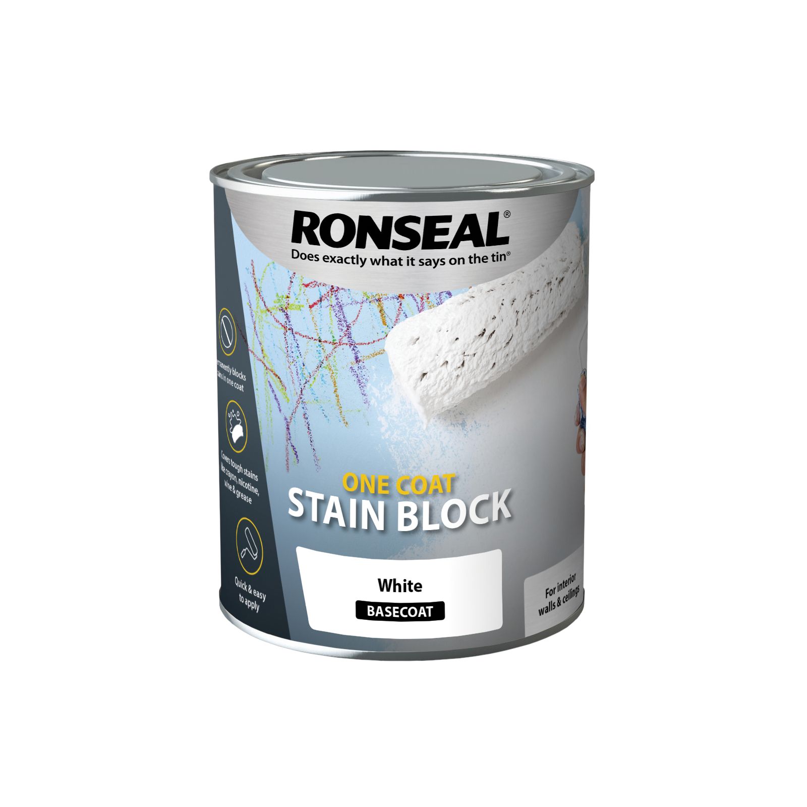 Ronseal One Coat White Matt Wall & ceiling Stain block primer, 750ml