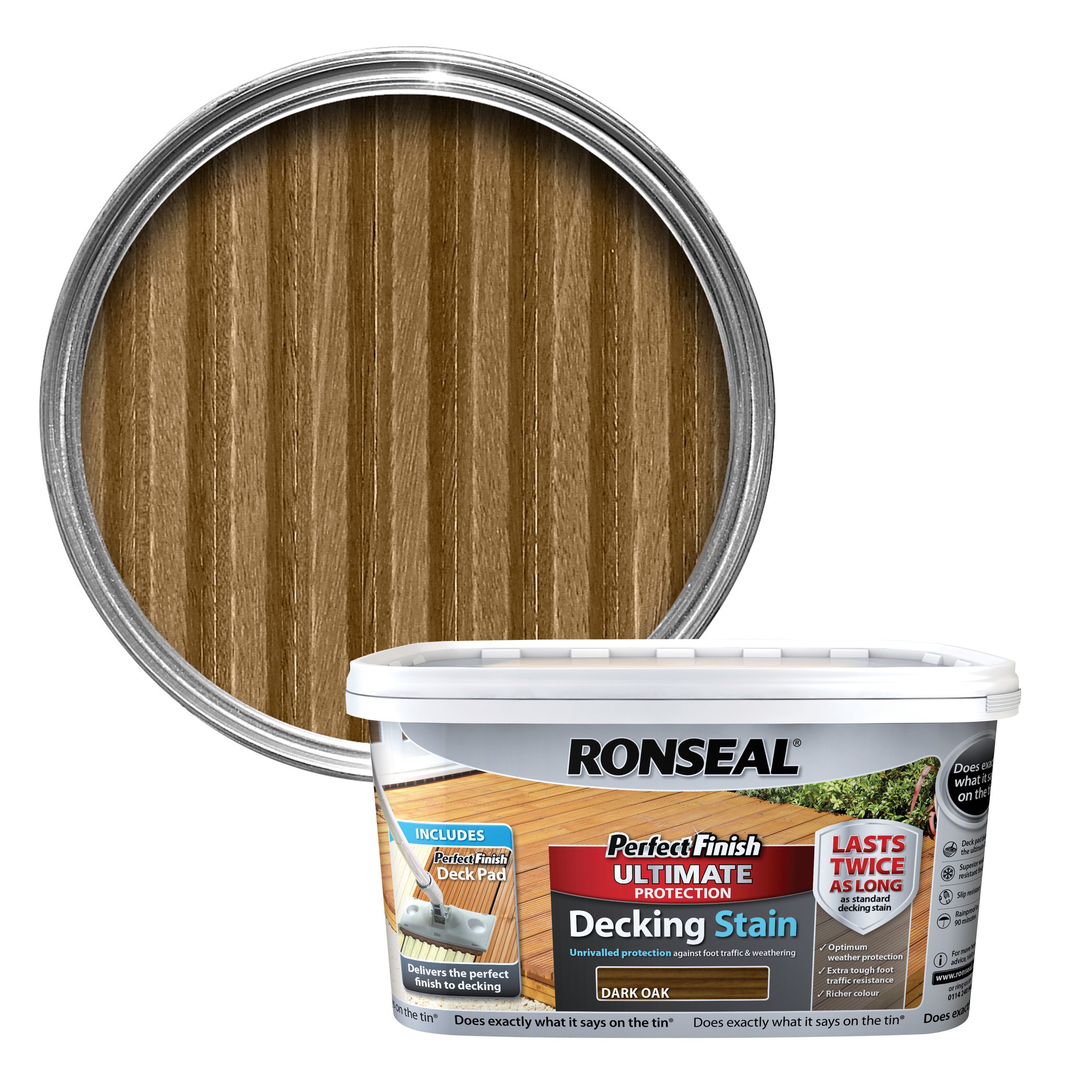 Ronseal Perfect finish Dark oak Decking Wood stain, 2.5L