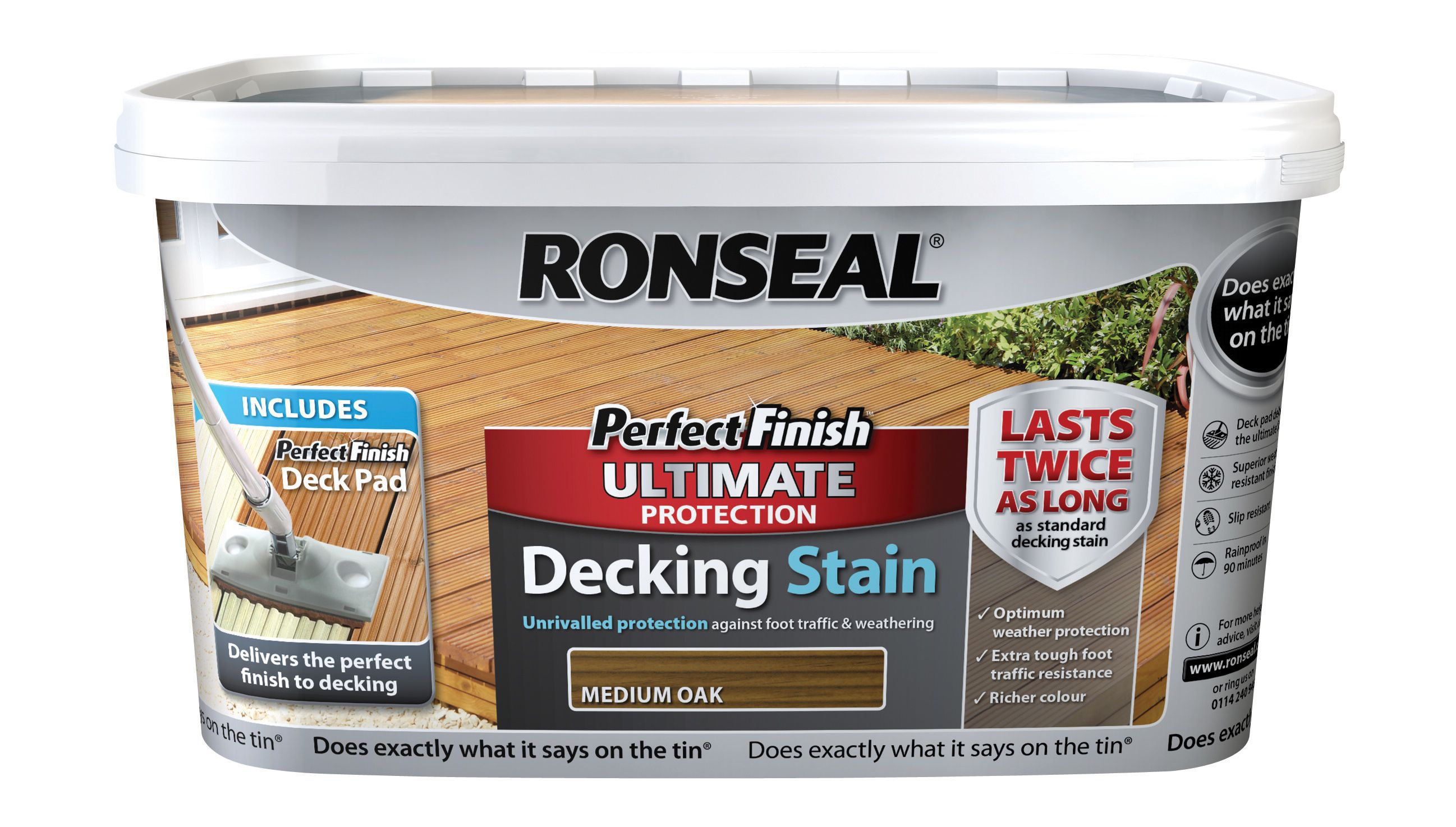 Ronseal Perfect finish Medium oak Decking Wood stain, 2.5L