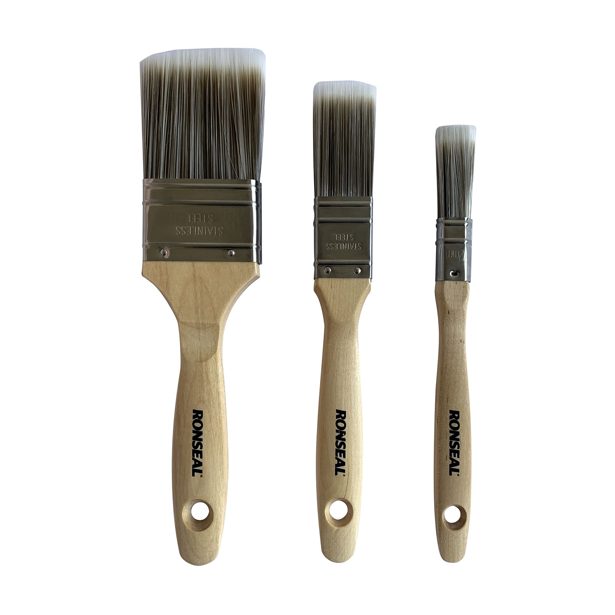 Ronseal Precision finish Fine tip Paint brush, Pack of 3