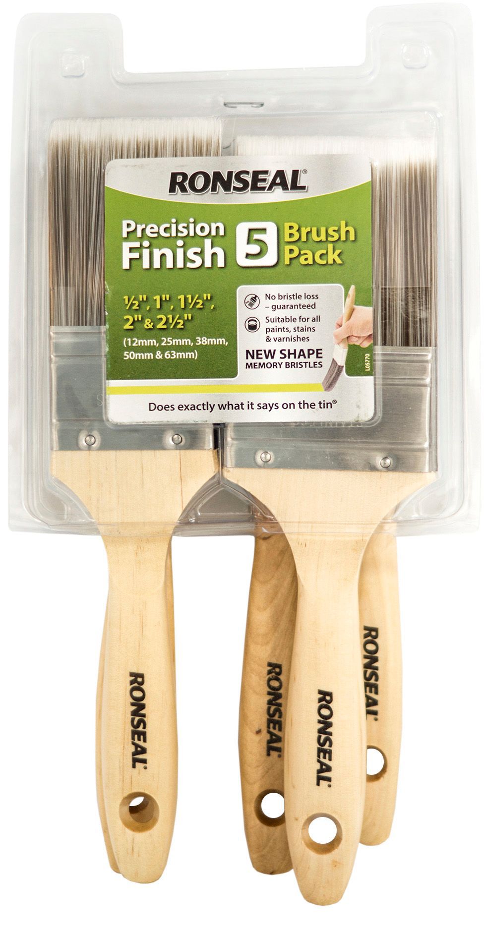 Ronseal Precision finish Interior & exterior Walls, ceilings & trim work Paint brush, Pack of 5