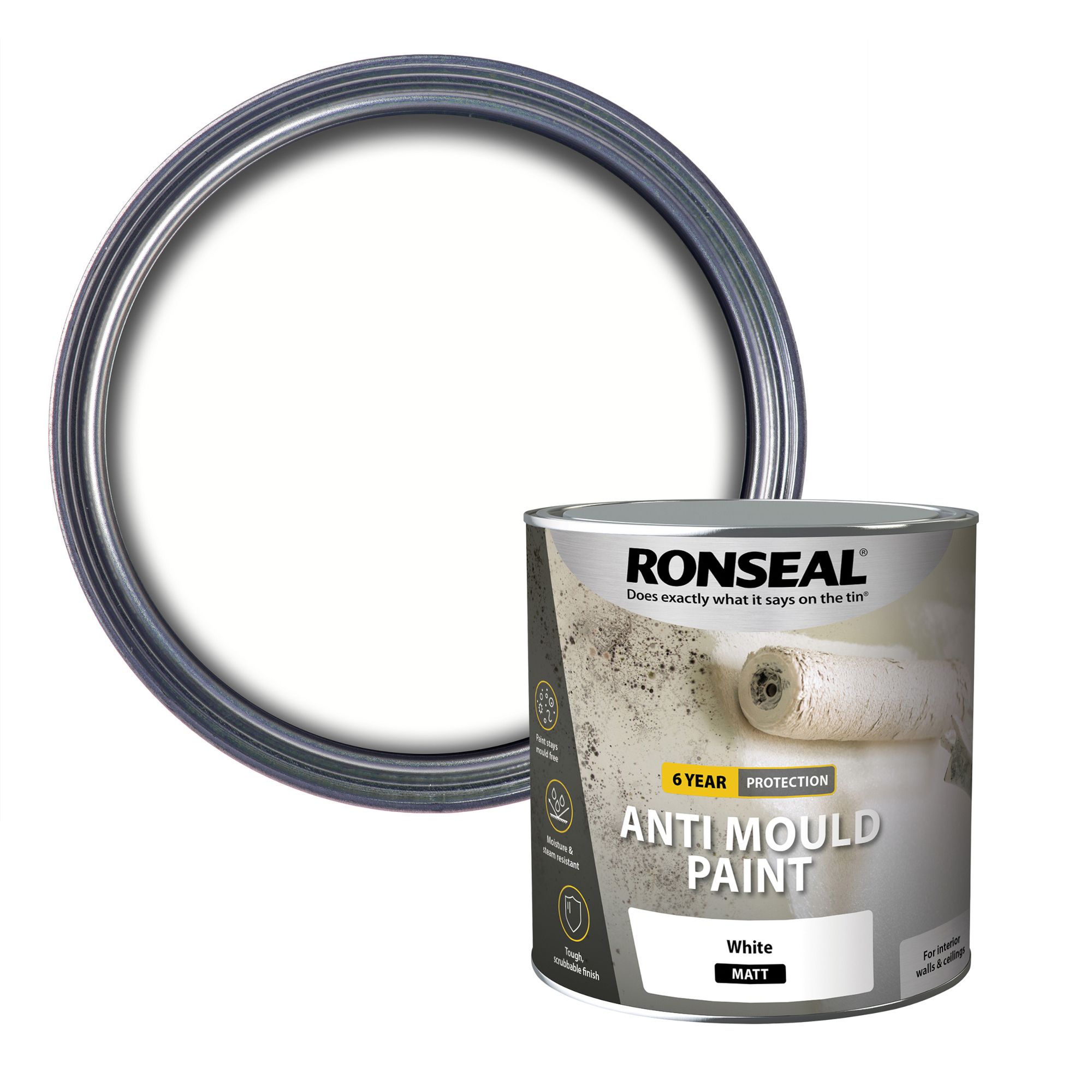 Ronseal Problem wall White Matt Interior Anti-mould paint, 2.5L