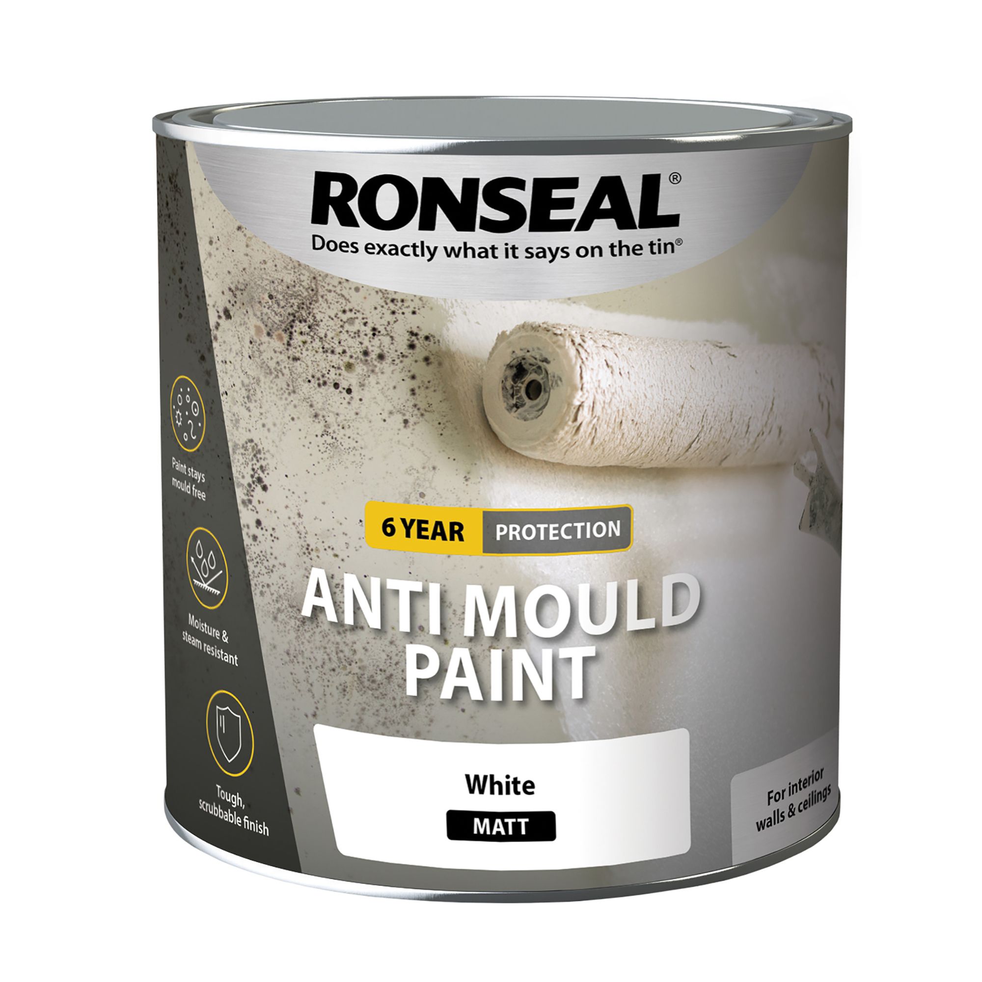 Ronseal Problem wall White Matt Interior Anti-mould paint, 2.5L