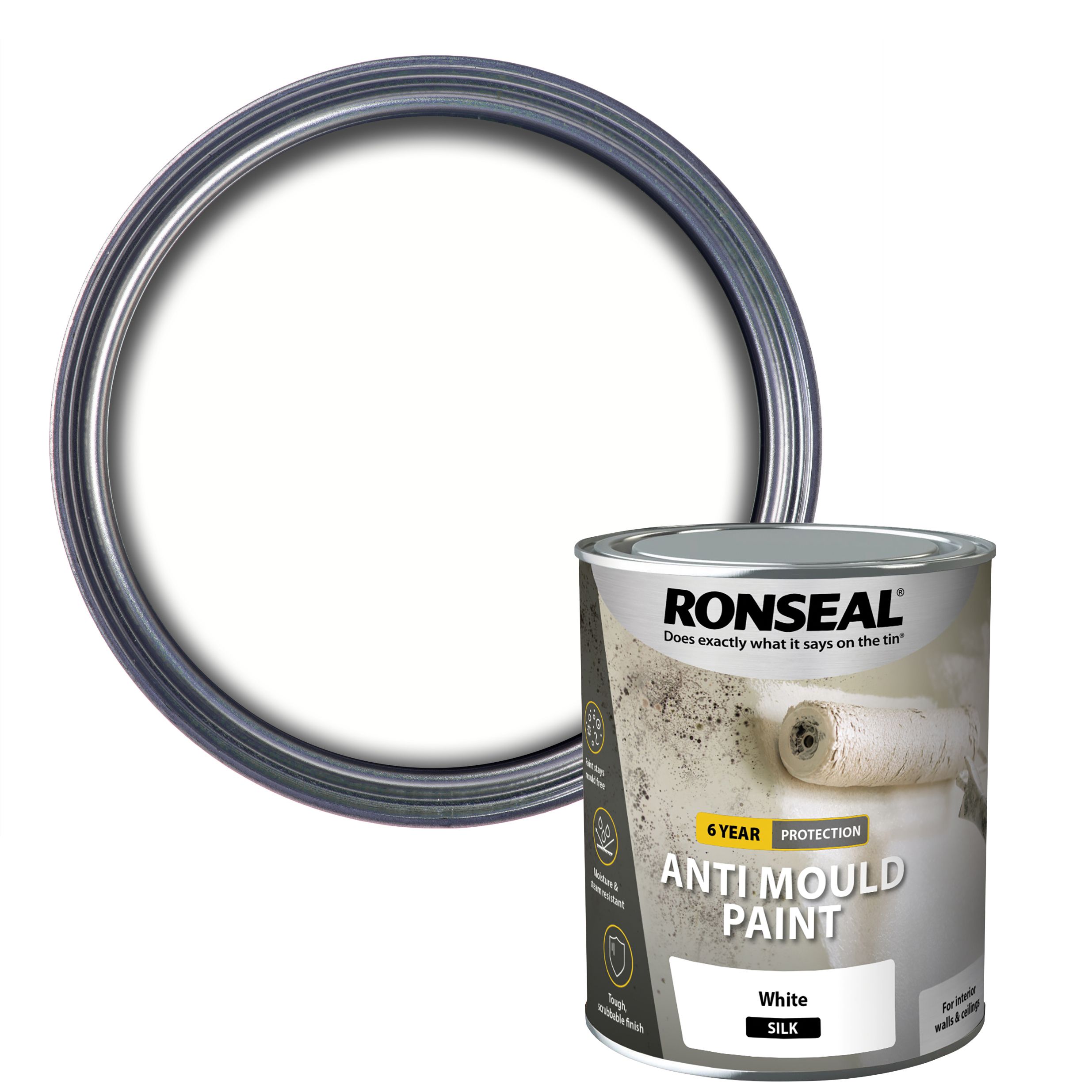 Ronseal Problem wall White Silk Anti-mould paint, 0.75L