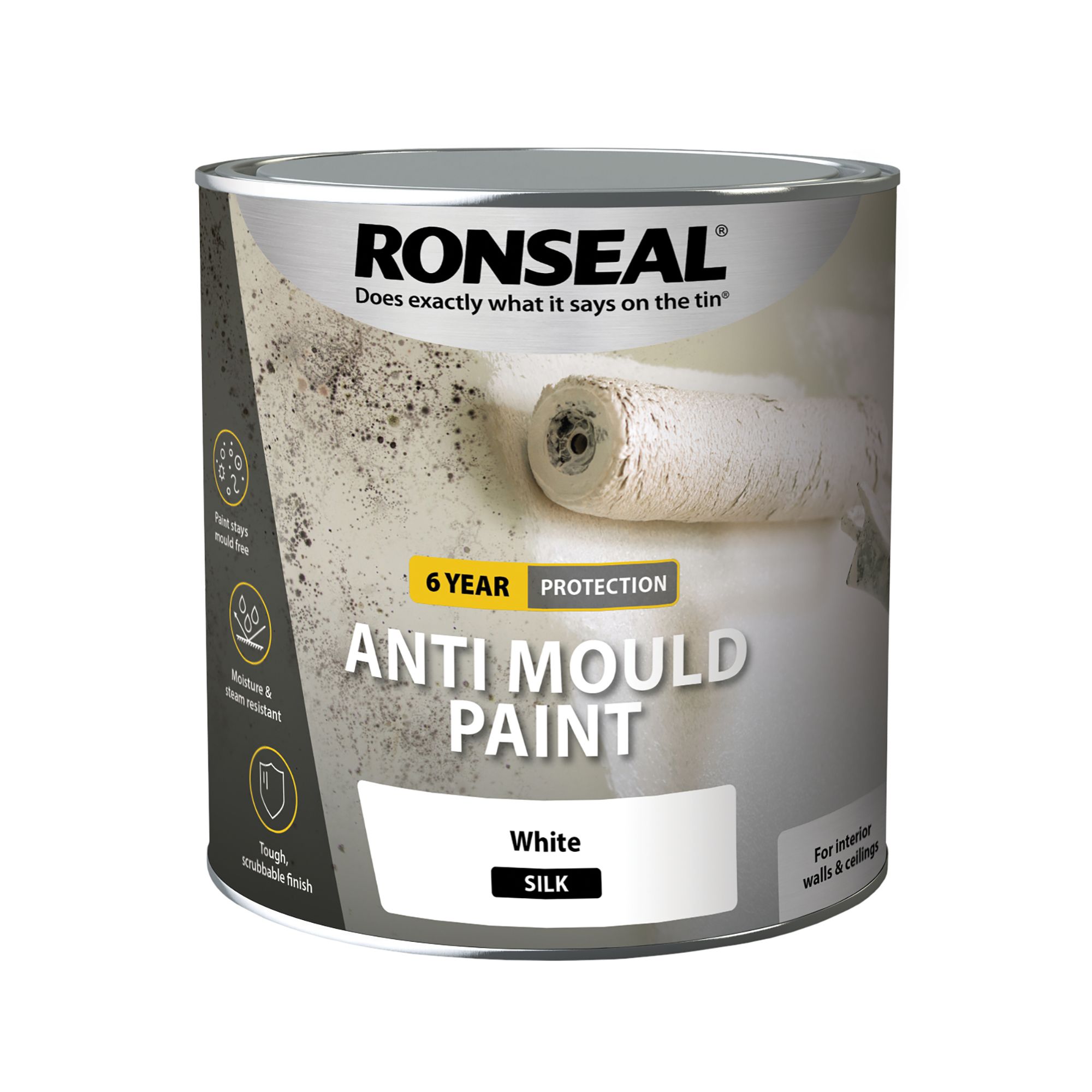 Ronseal Problem wall White Silk Interior Anti-mould paint, 2.5L