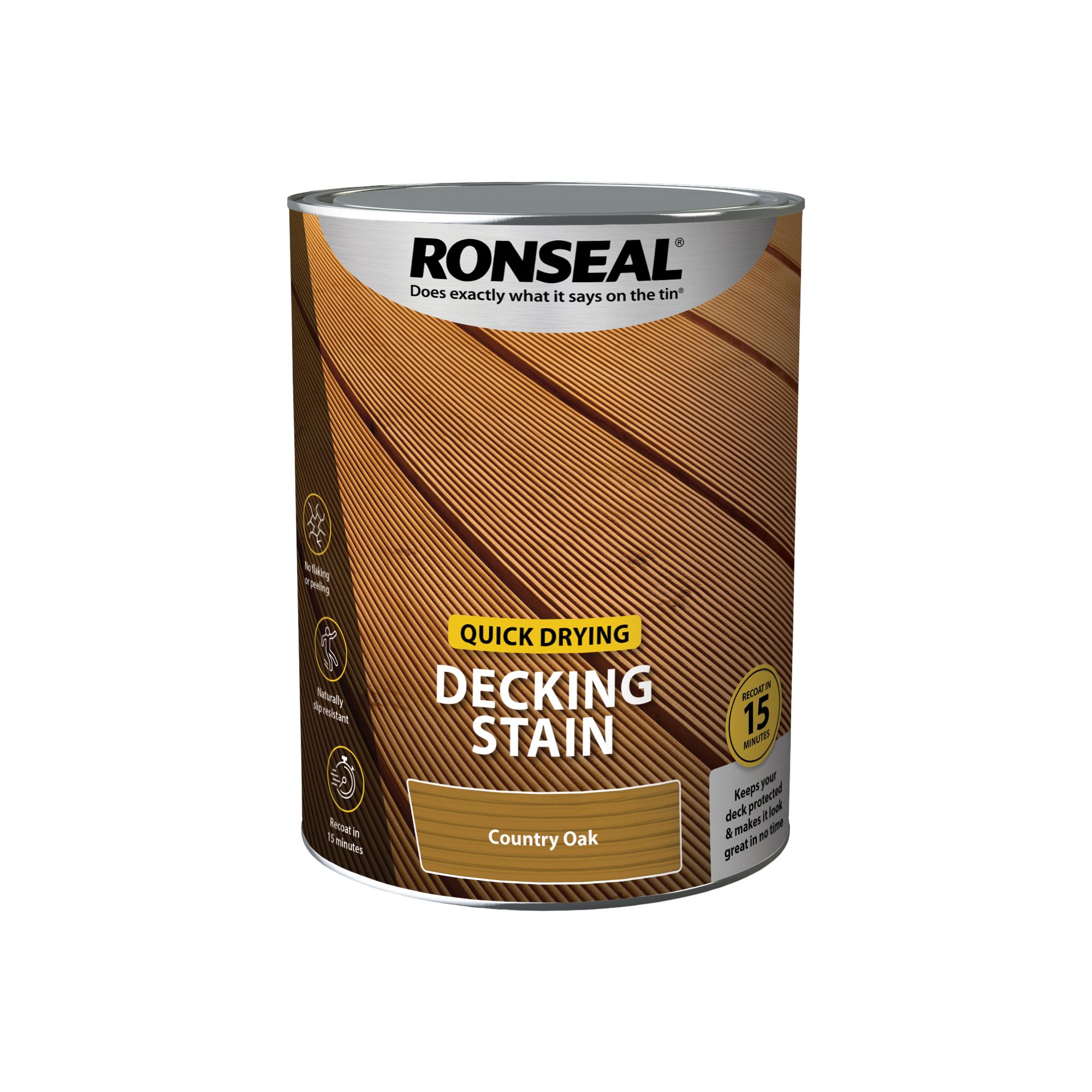 Ronseal Quick-drying Country oak Matt Decking Wood stain, 5L