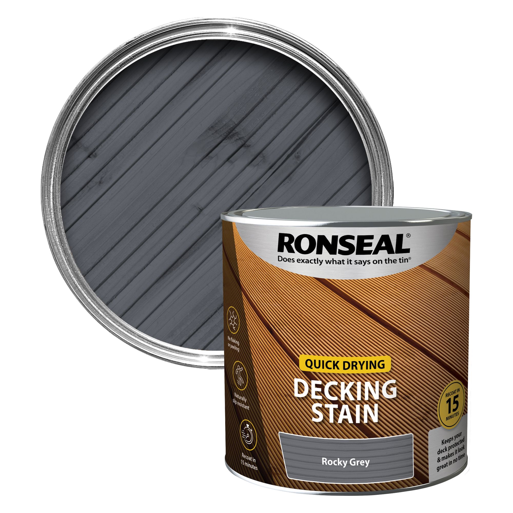 Ronseal Quick-drying Rocky Grey Matt Decking Wood Stain, 2.5L | DIY At B&Q