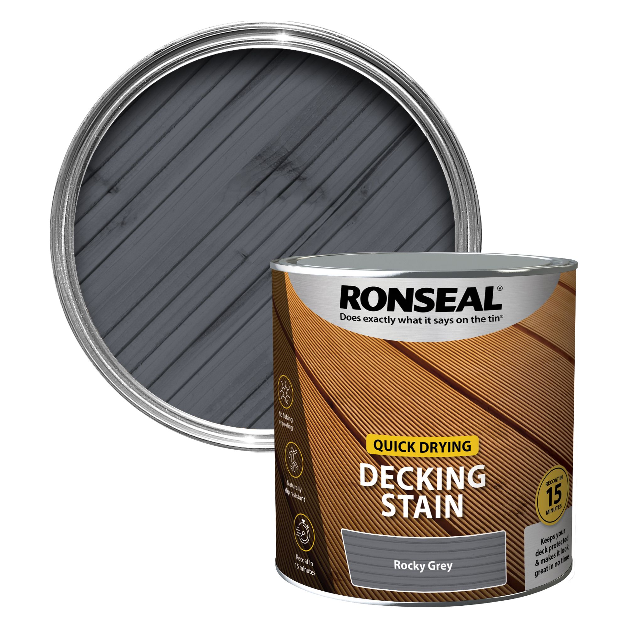 Ronseal Quick drying Rocky grey Matt Decking Wood stain 2.5L