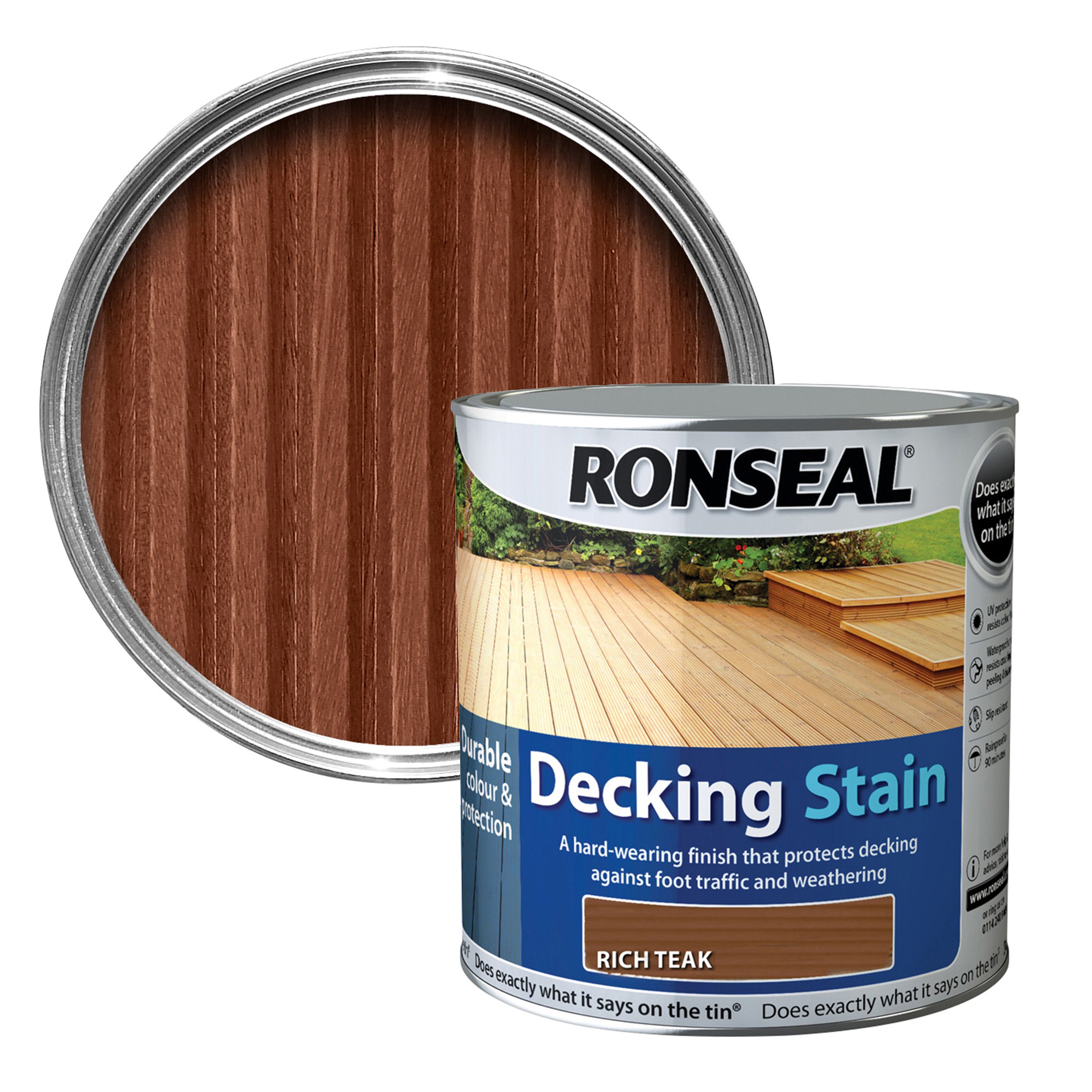 Ronseal Rich Teak Matt Decking Wood Stain 2 5L DIY At B Q
