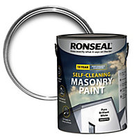 Ronseal Self-cleaning Pure brilliant white Smooth Matt Masonry paint, 5L