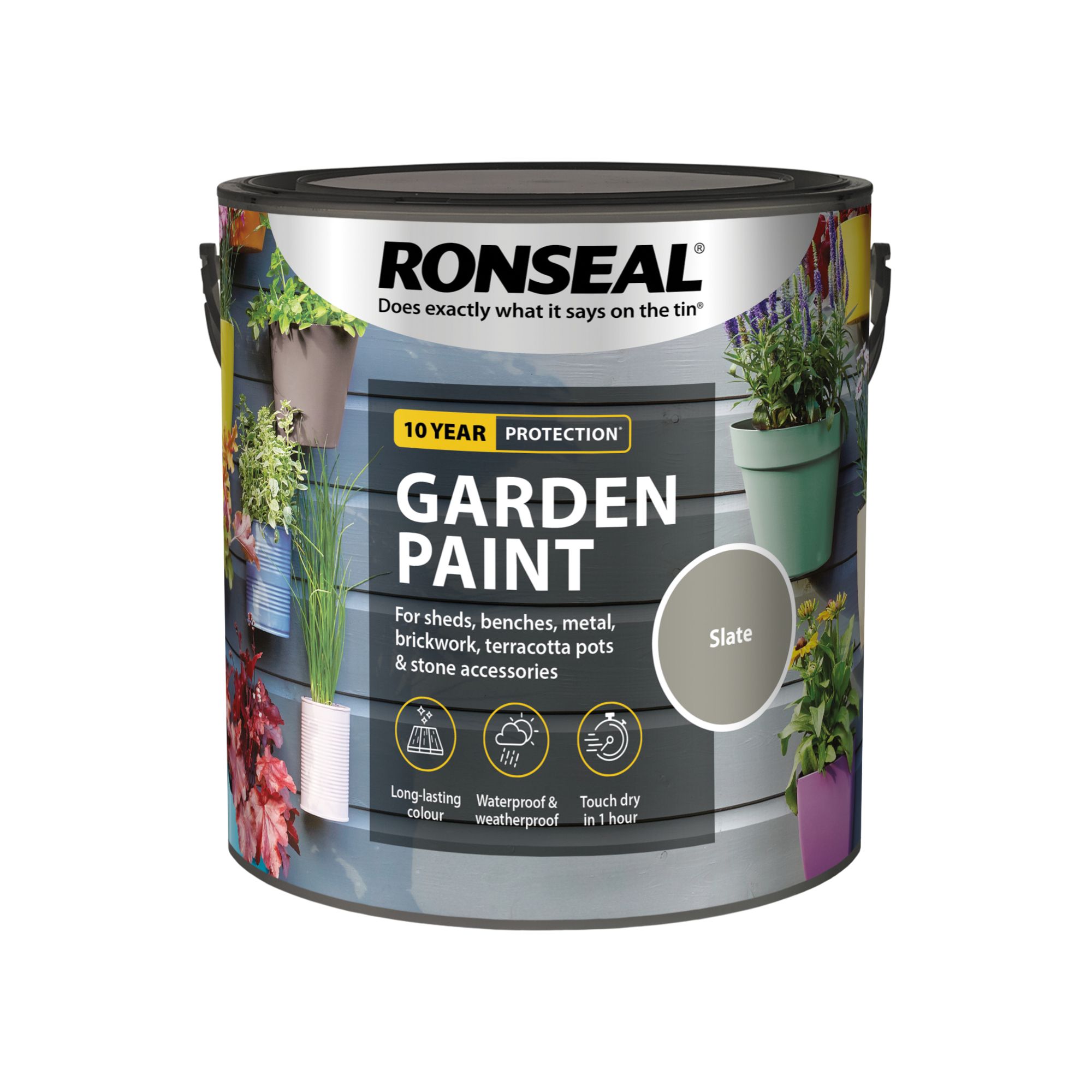 Ronseal Slate Matt Multi-surface Exterior Protector Garden paint, 2.5L Tin