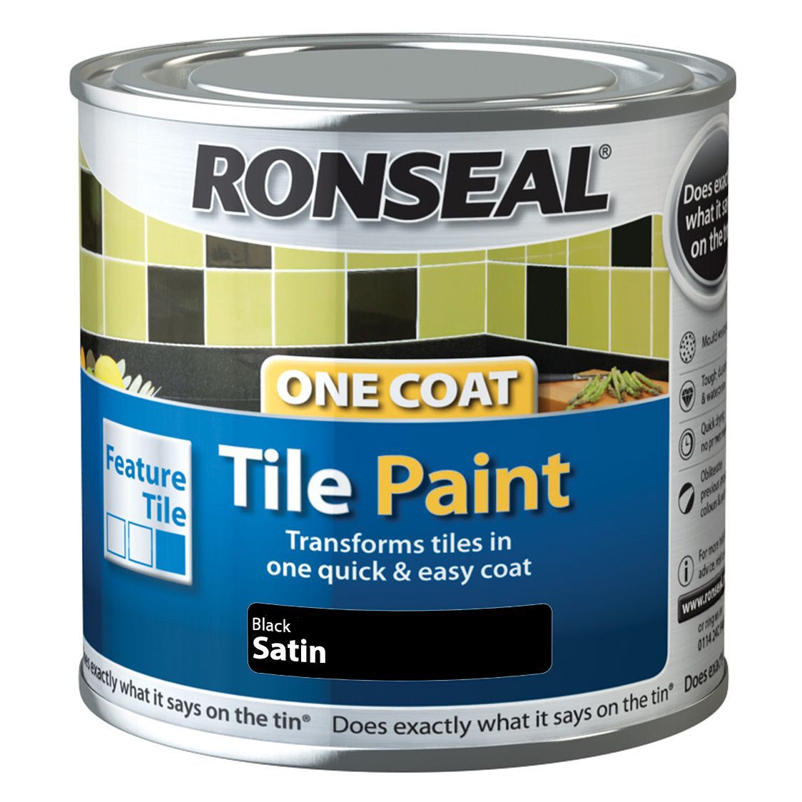 Ronseal Tile paints Black Satin Tile paint 0.25L DIY at B&Q