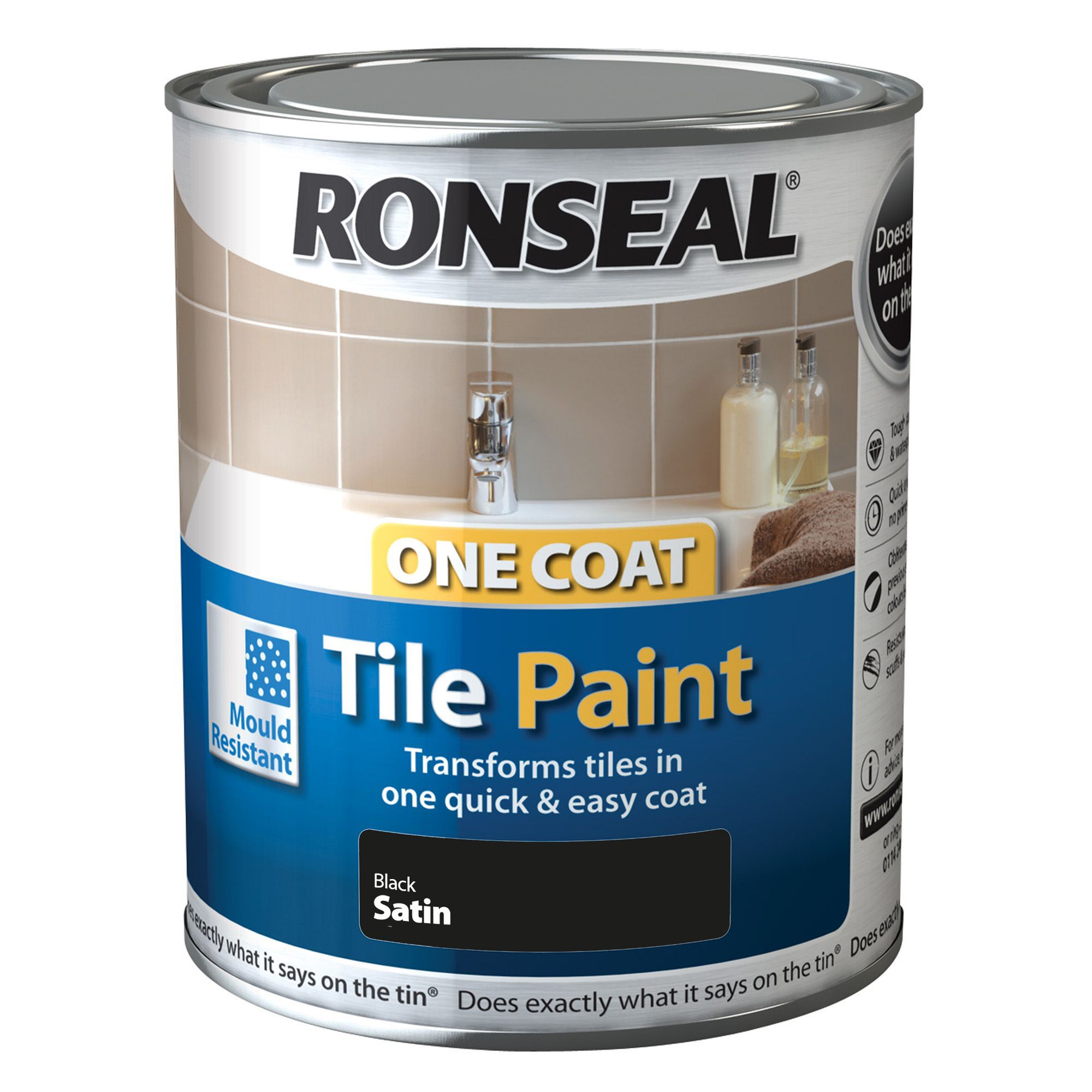 Ronseal Tile Paints Black Satin Tile Paint 0.75L | DIY At B&Q