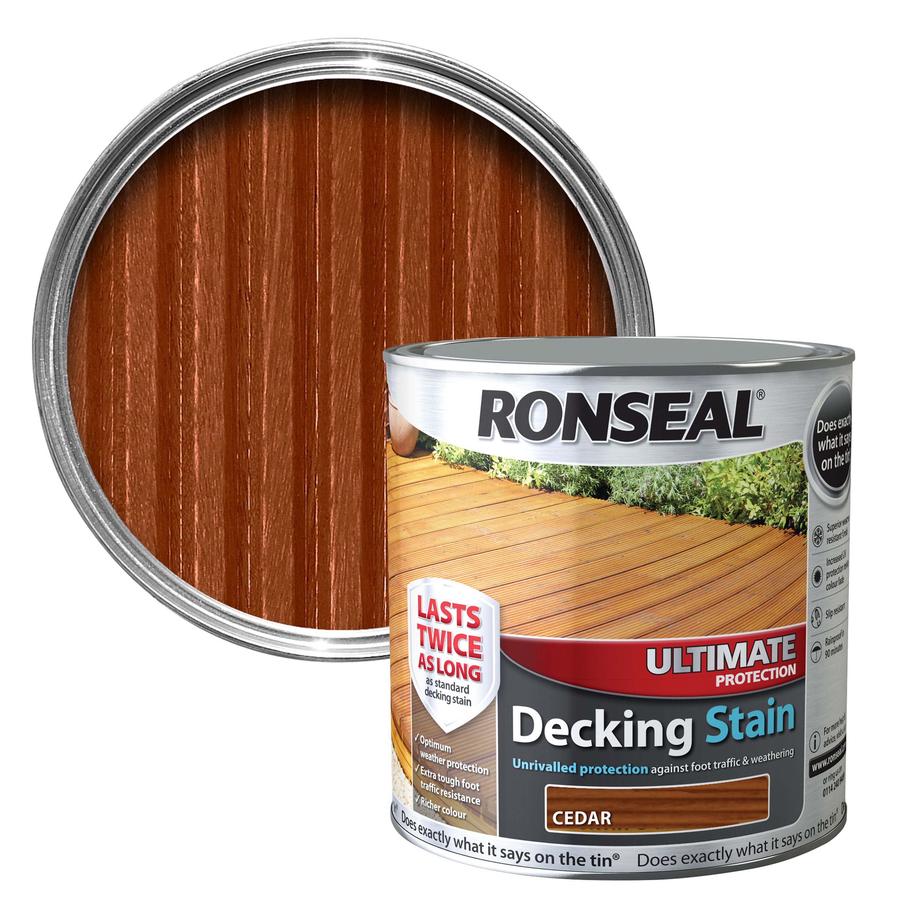 Ronseal Ultimate Cedar Matt Decking Wood stain, 2.5L