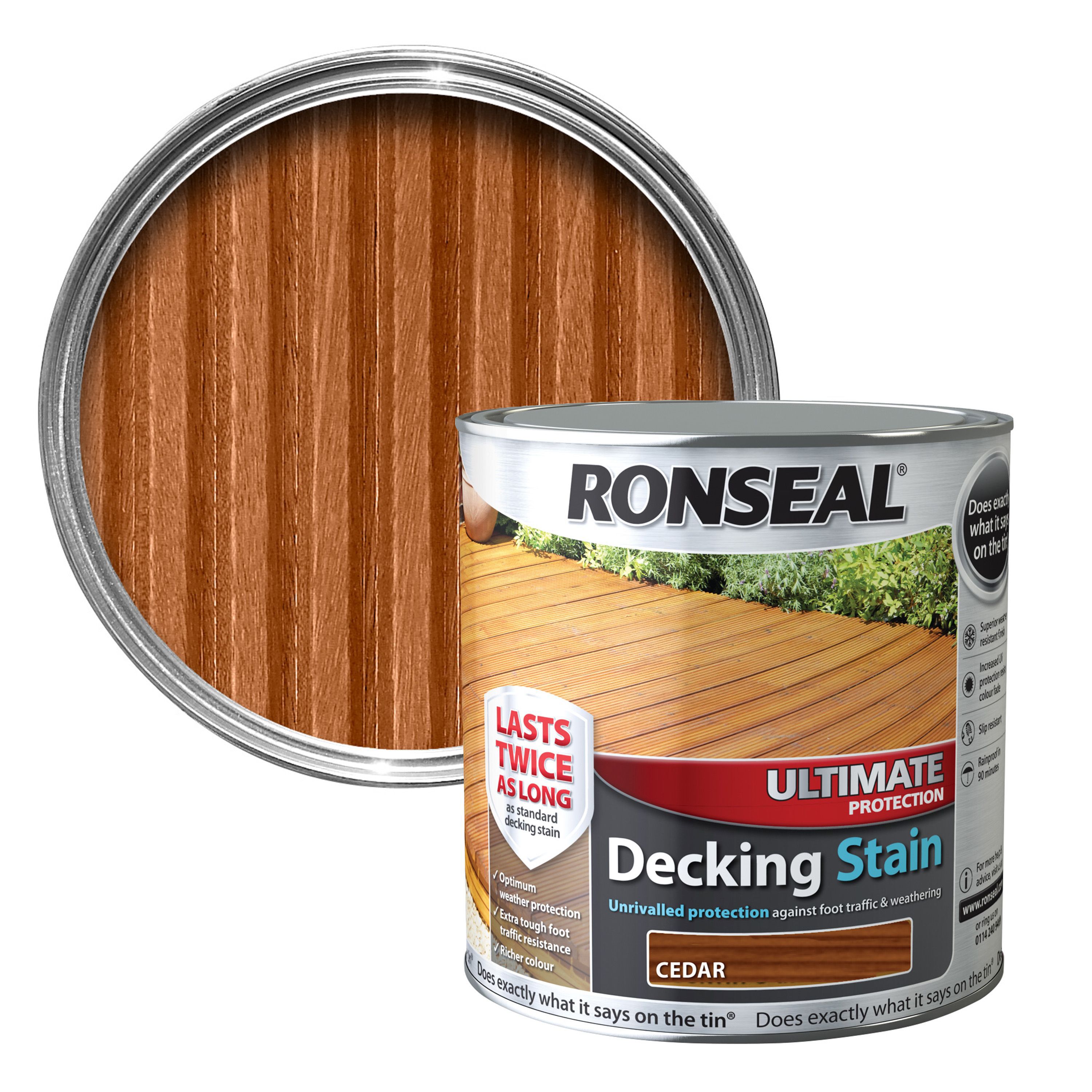 Ronseal Ultimate Cedar Matt Decking Wood stain, 5L DIY at B&Q