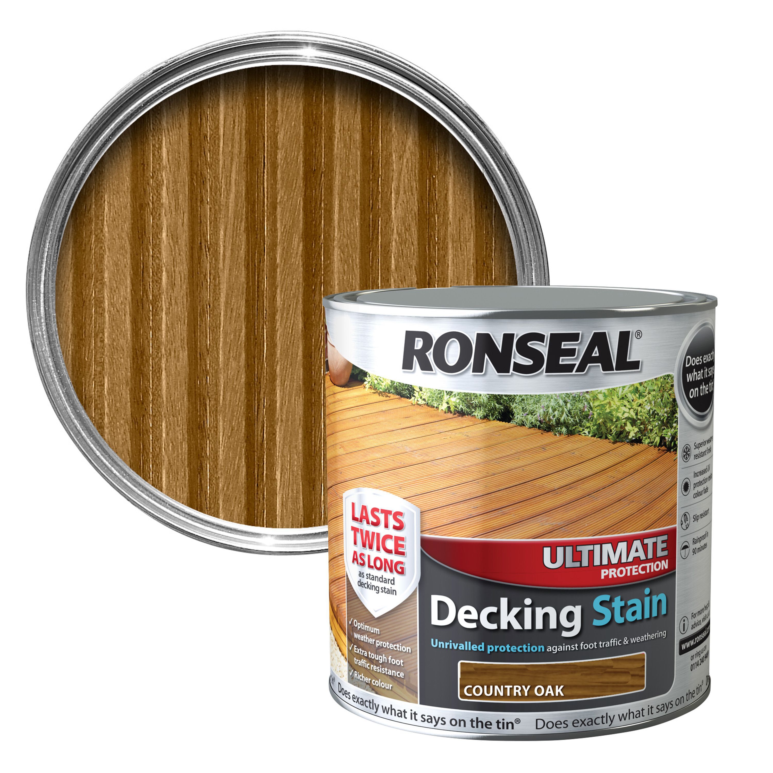 Ronseal Ultimate Country Oak Matt Decking Wood Stain 5l Diy At B Q