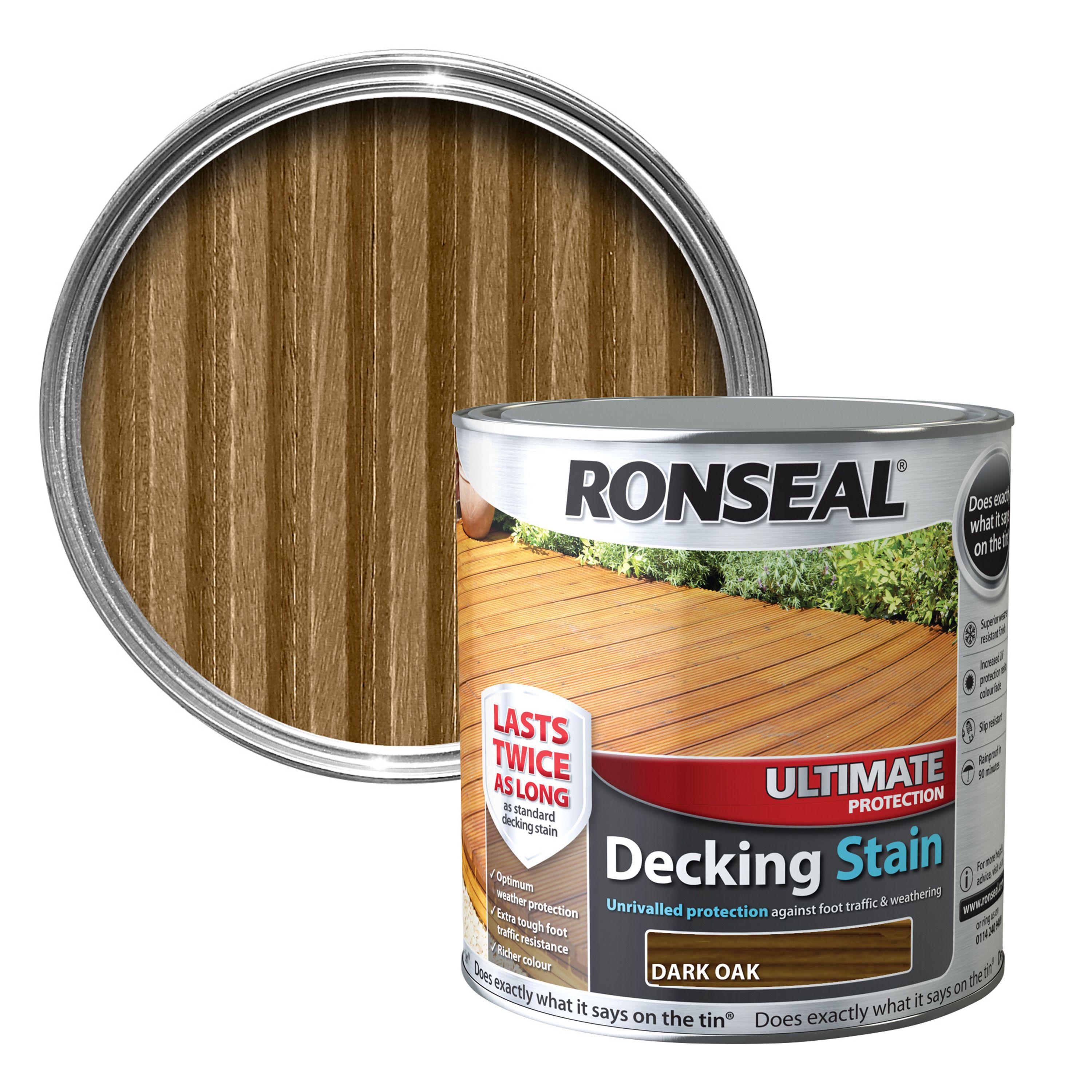 Ronseal Ultimate Dark oak Matt Decking Wood stain, 5L