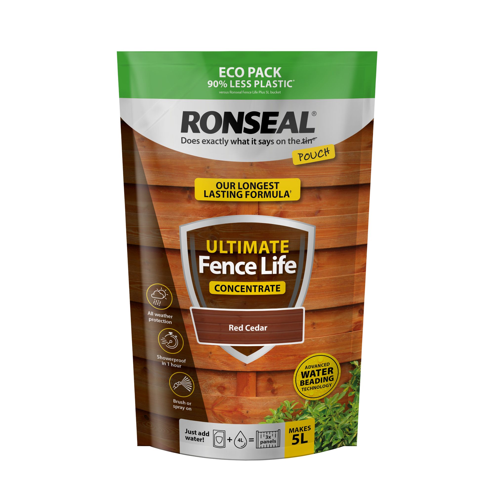 Ronseal Ultimate Fence Life Concentrate Red cedar Matt Exterior Fence & shed Stain Wood paint, 950ml