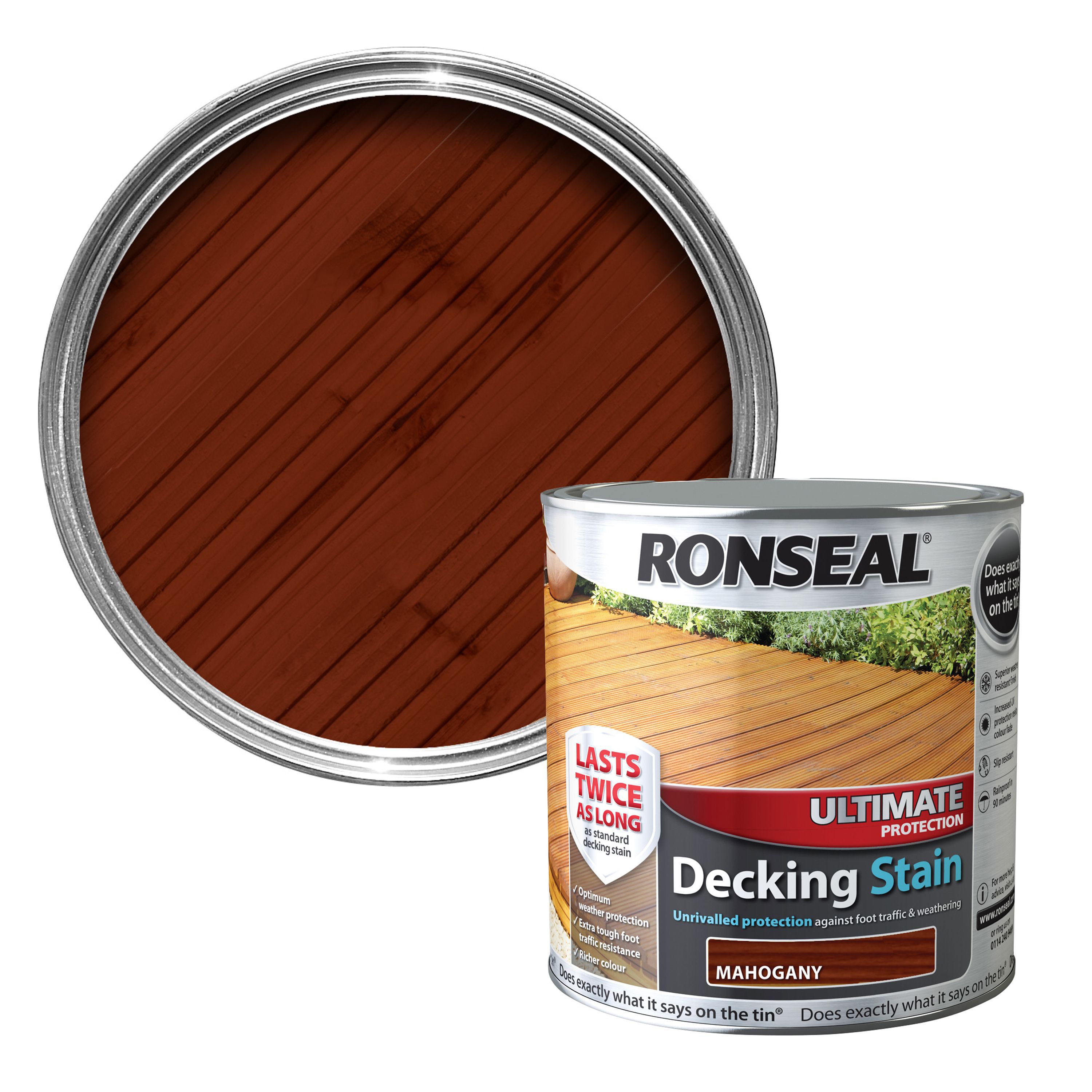 Ronseal Ultimate Mahogany Matt Decking Wood stain, 2.5L DIY at B&Q