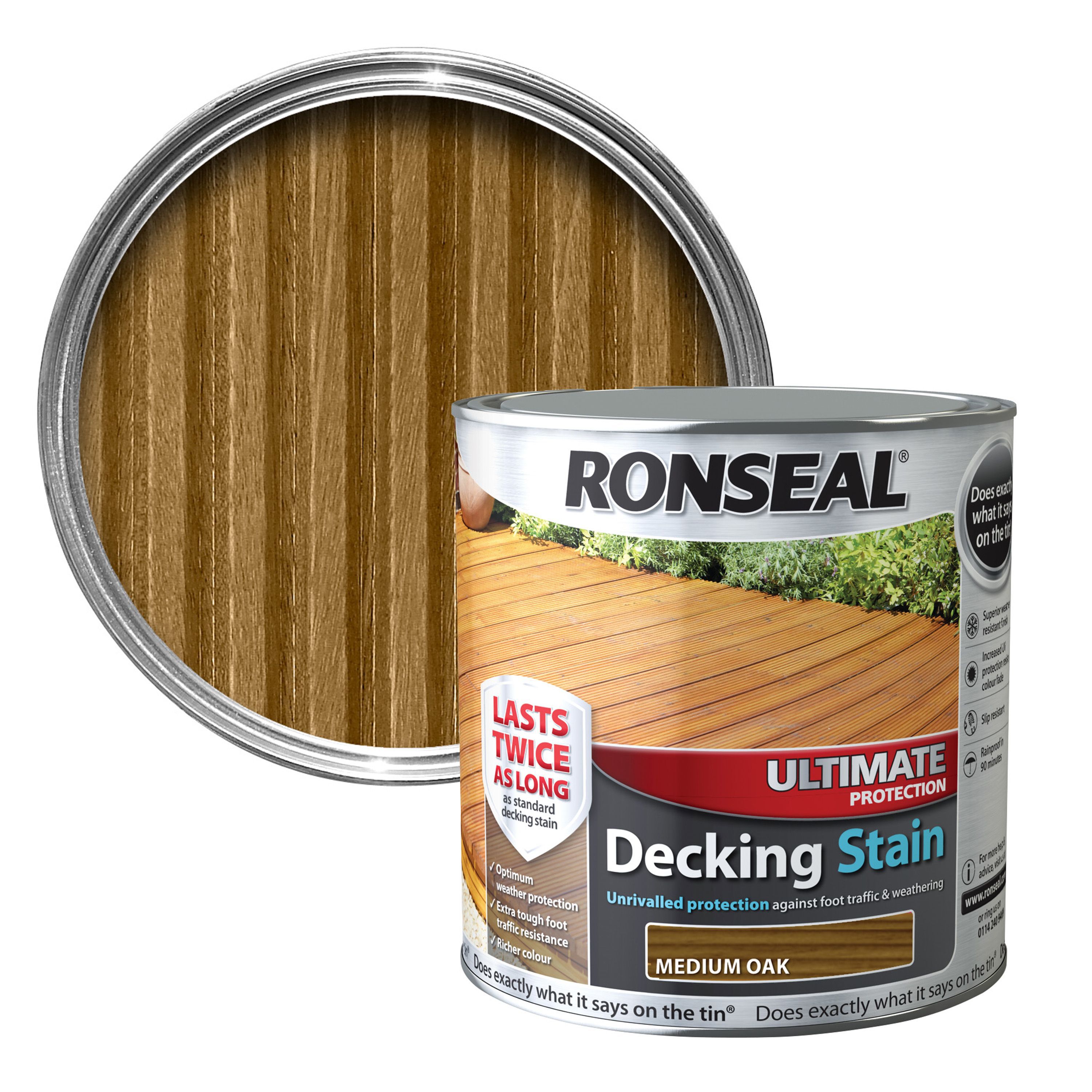 Ronseal Ultimate Medium Oak Matt Decking Wood Stain 2 5l Diy At B Q