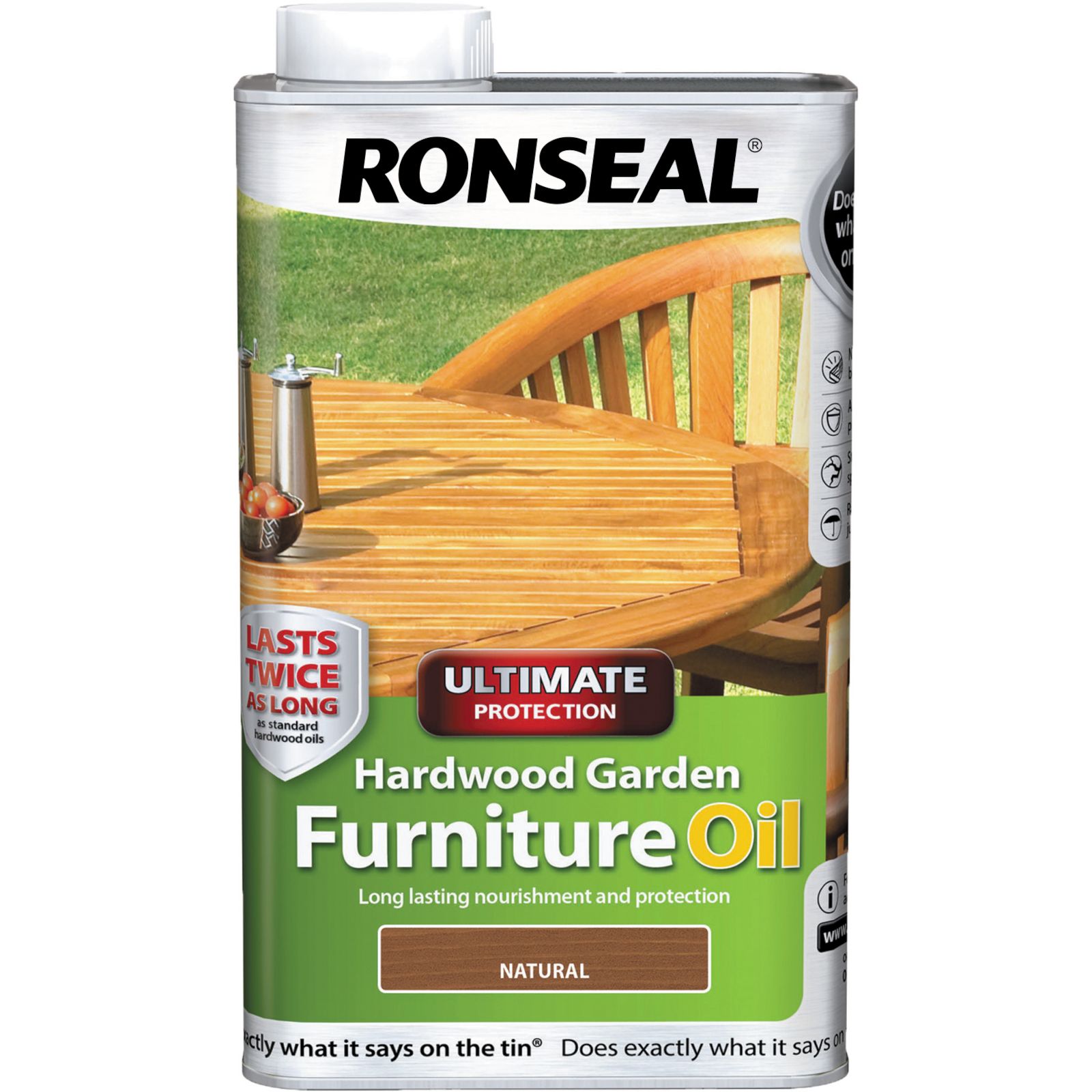 Ronseal Ultimate Natural Matt UV resistant Teak Furniture Wood oil, 1L DIY at B&Q
