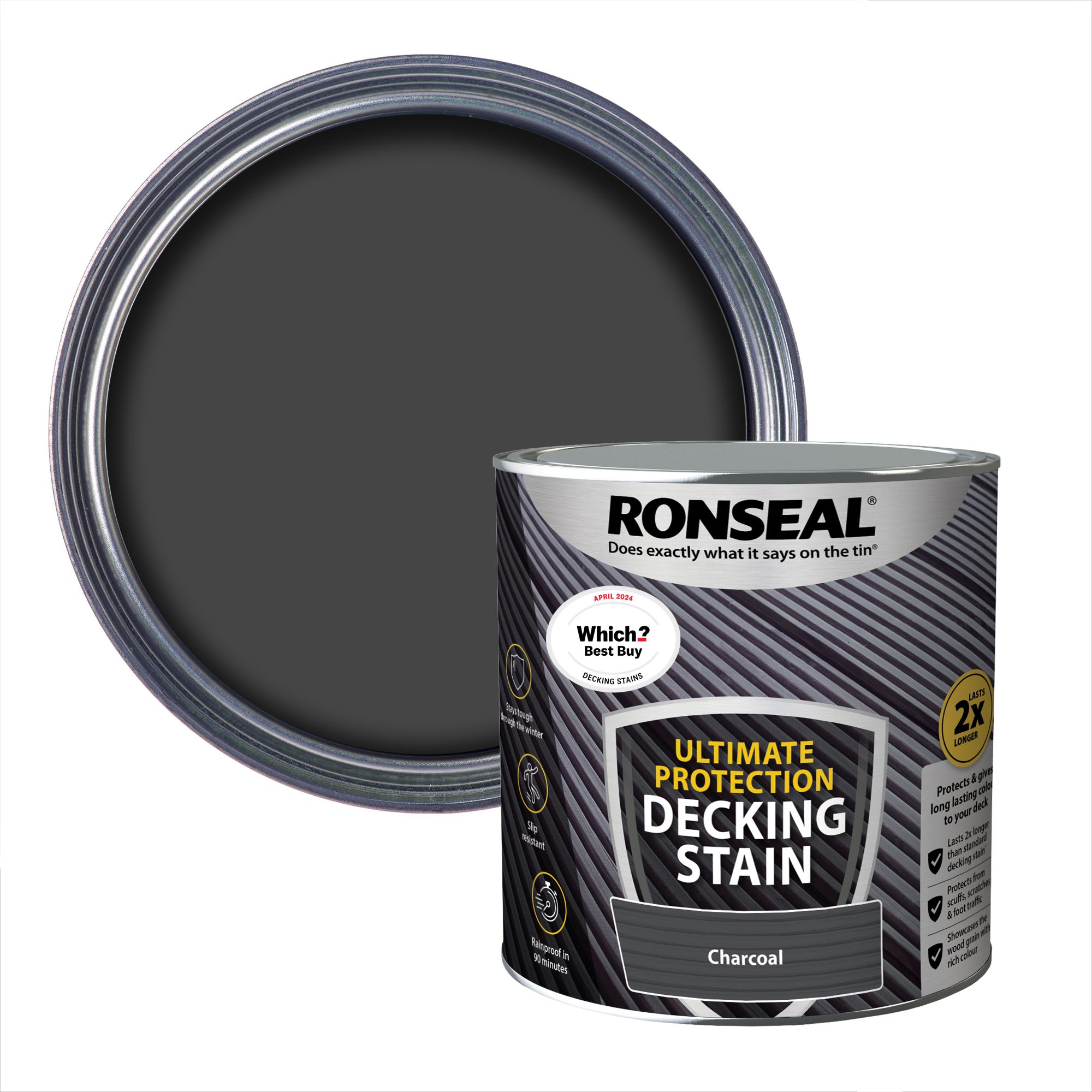 Ronseal Ultimate protection Charcoal Matt Decking Wood stain, 2.5L