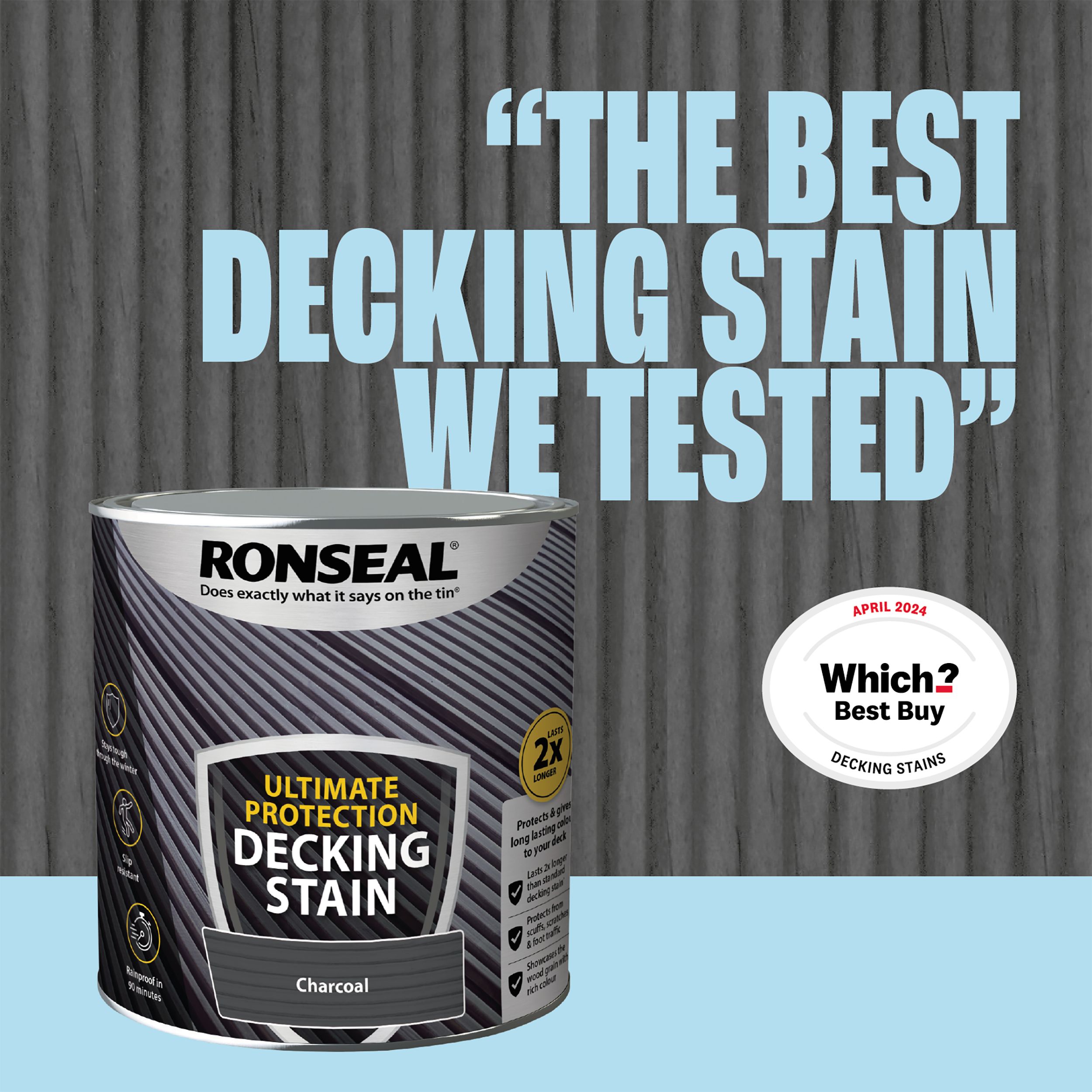 Ronseal Ultimate protection Charcoal Matt Decking Wood stain, 2.5L