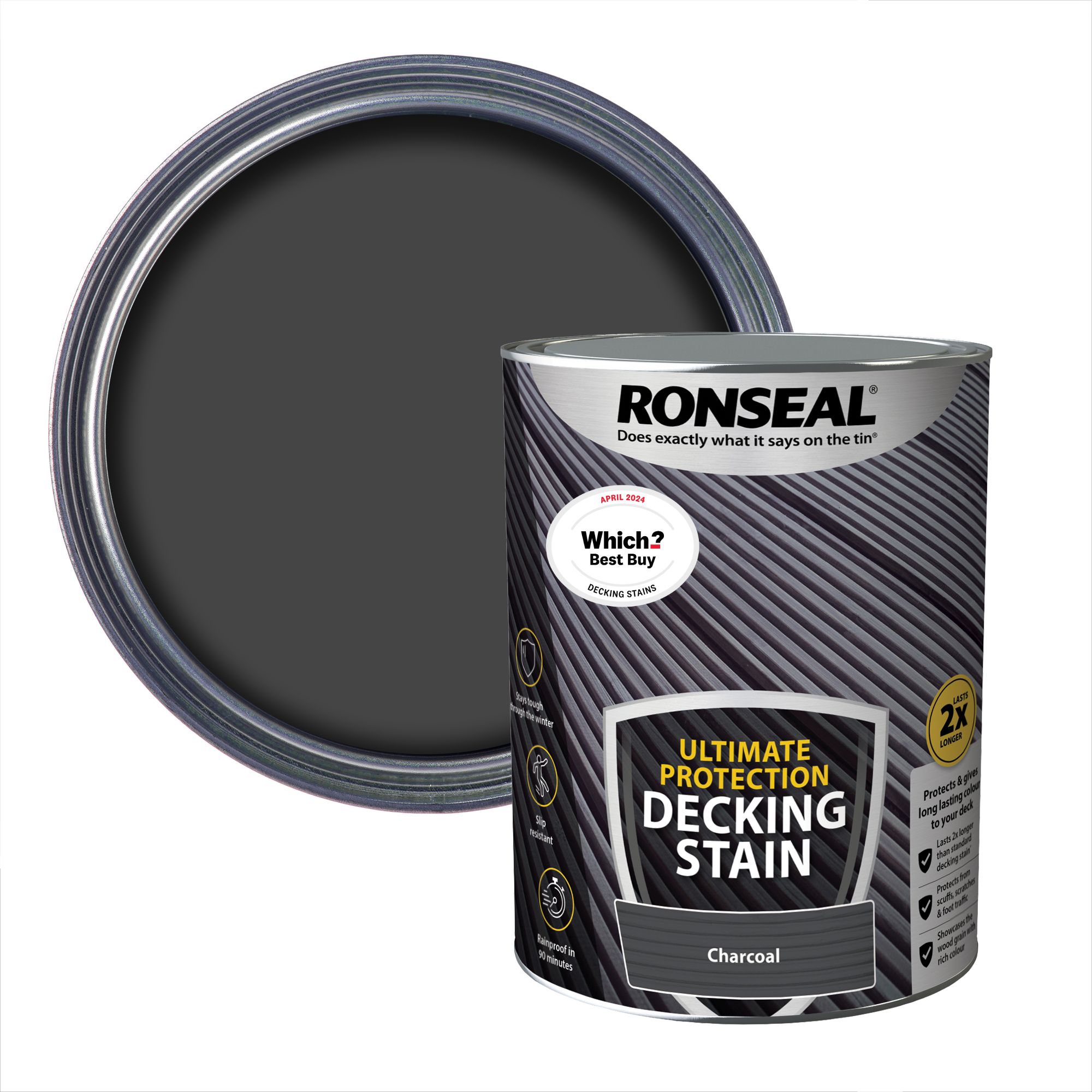 Ronseal Ultimate protection Charcoal Matt Decking Wood stain, 5L