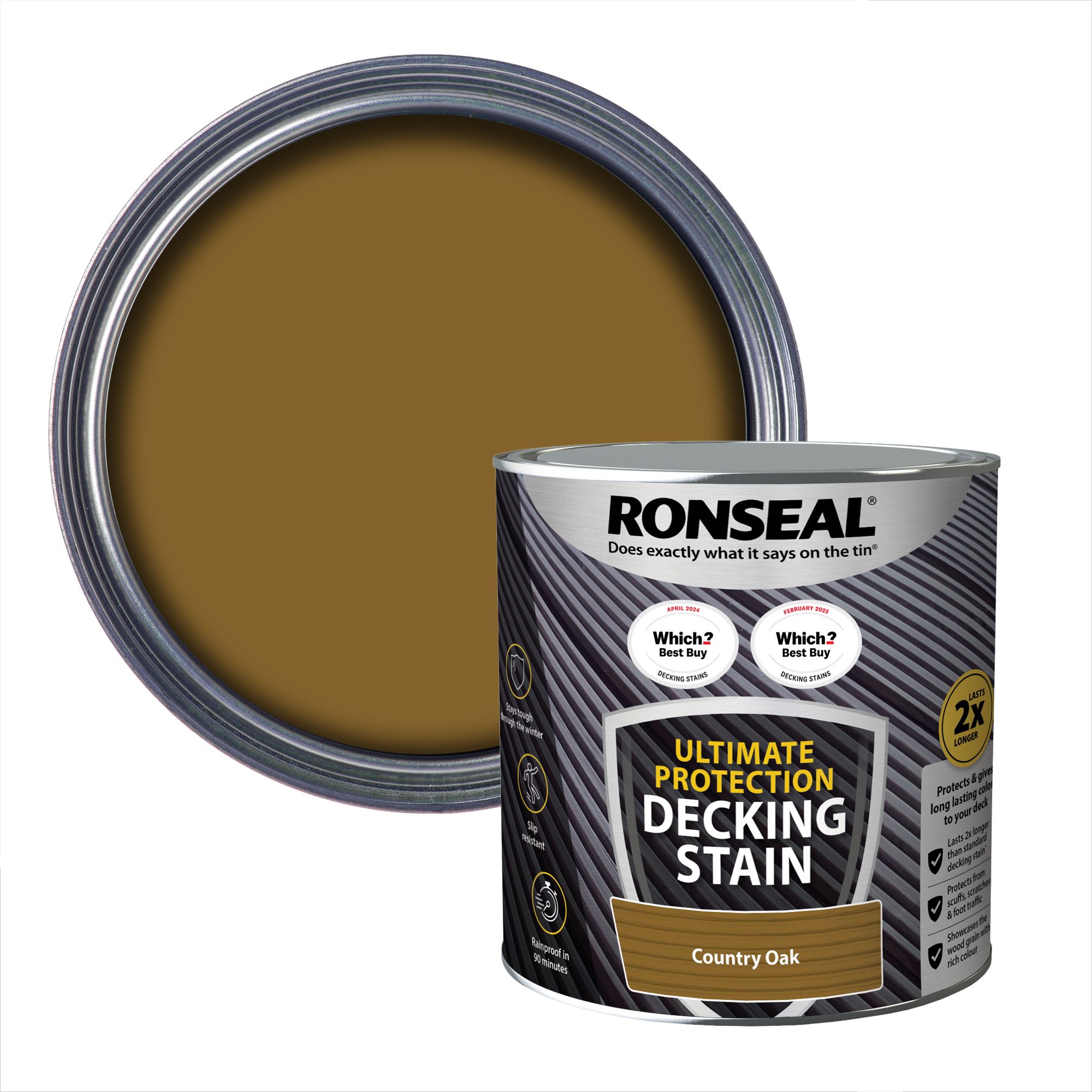 Ronseal Ultimate Protection Country Oak Matt Decking Wood Stain 2 5l Diy At B Q