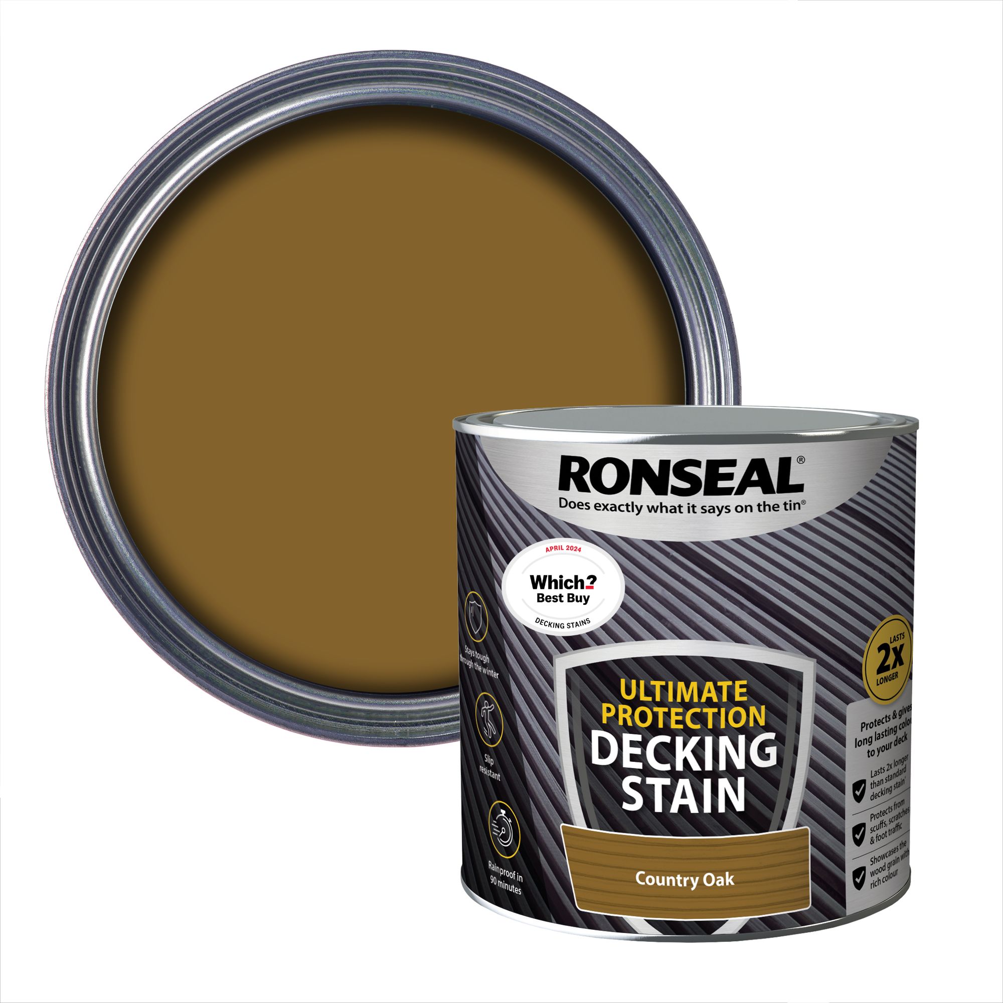 Ronseal Ultimate protection Country oak Matt Decking Wood stain, 2.5L