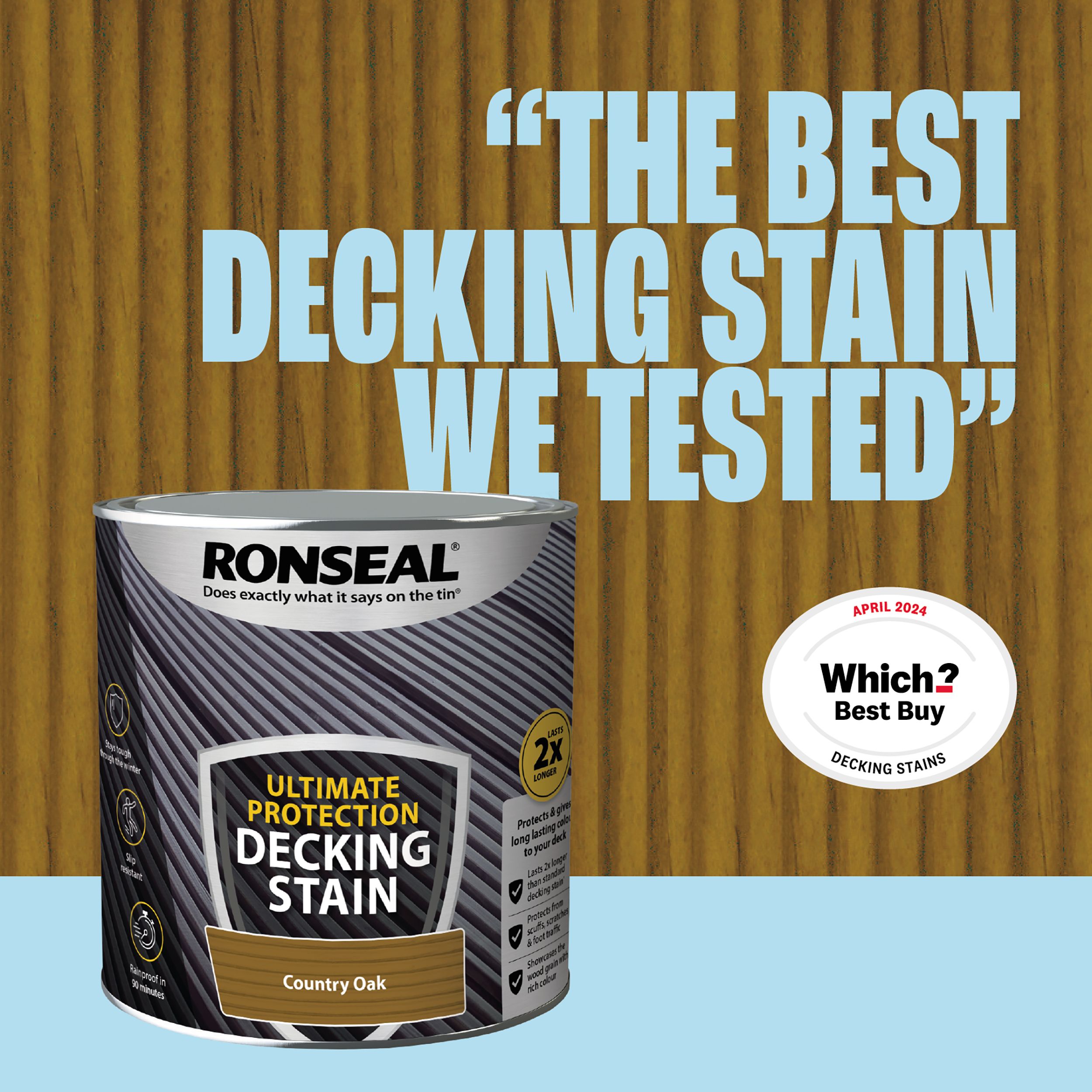 Ronseal Ultimate protection Country oak Matt Decking Wood stain, 2.5L