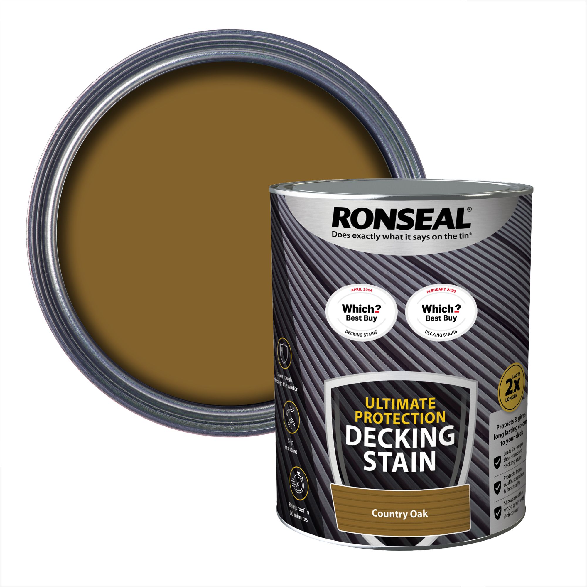 Ronseal Ultimate Protection 5Ltr Country Oak Anti Slip Decking Stain