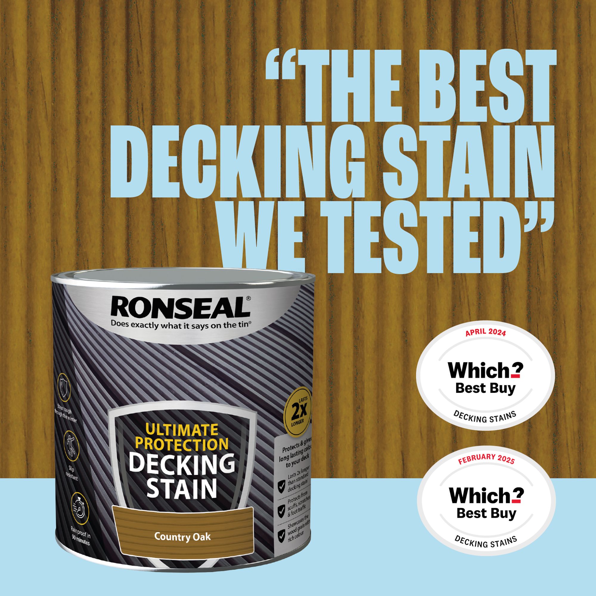 Ronseal Ultimate Protection 5Ltr Country Oak Anti Slip Decking Stain - 6