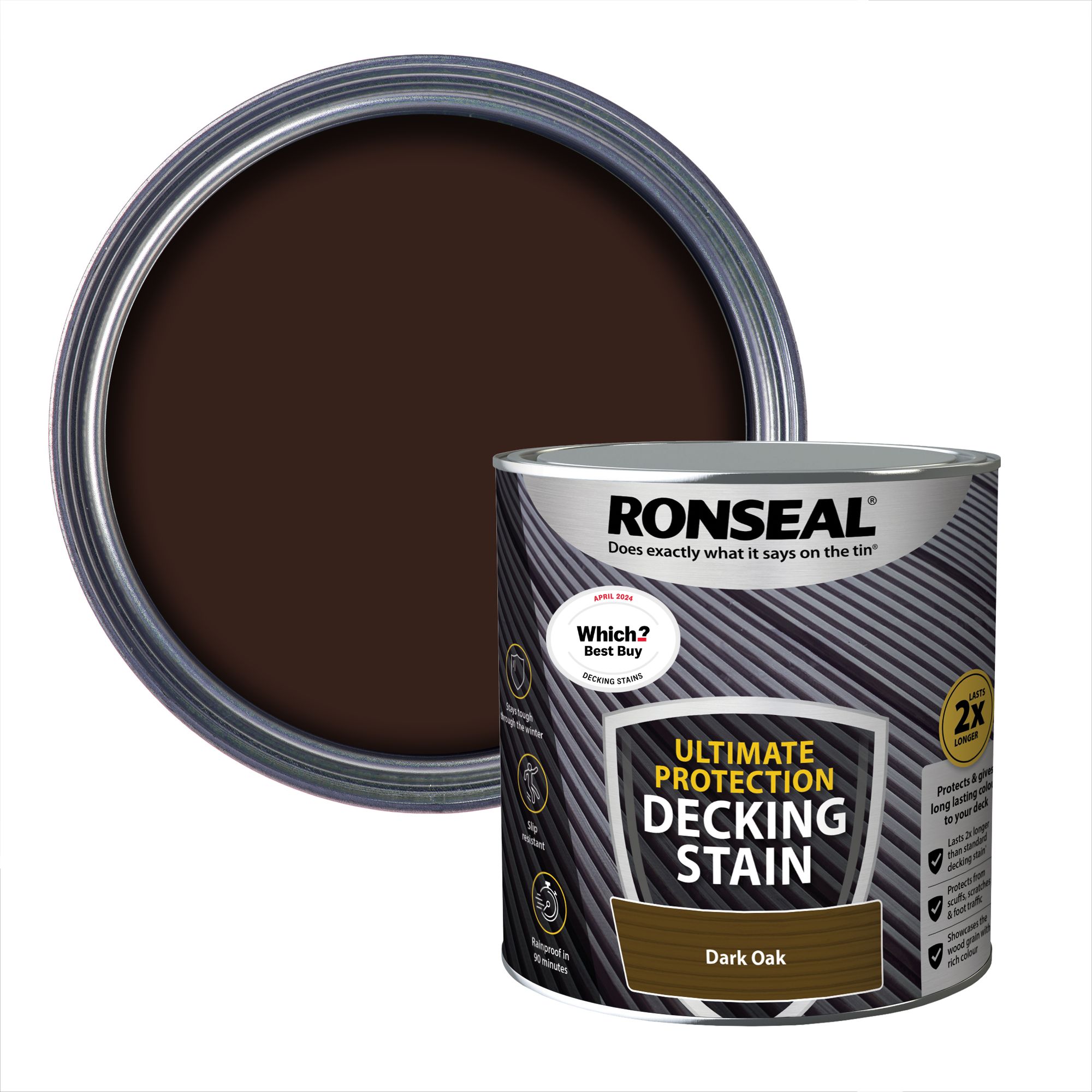 Ronseal Ultimate protection Dark oak Matt Decking Wood stain, 2.5L