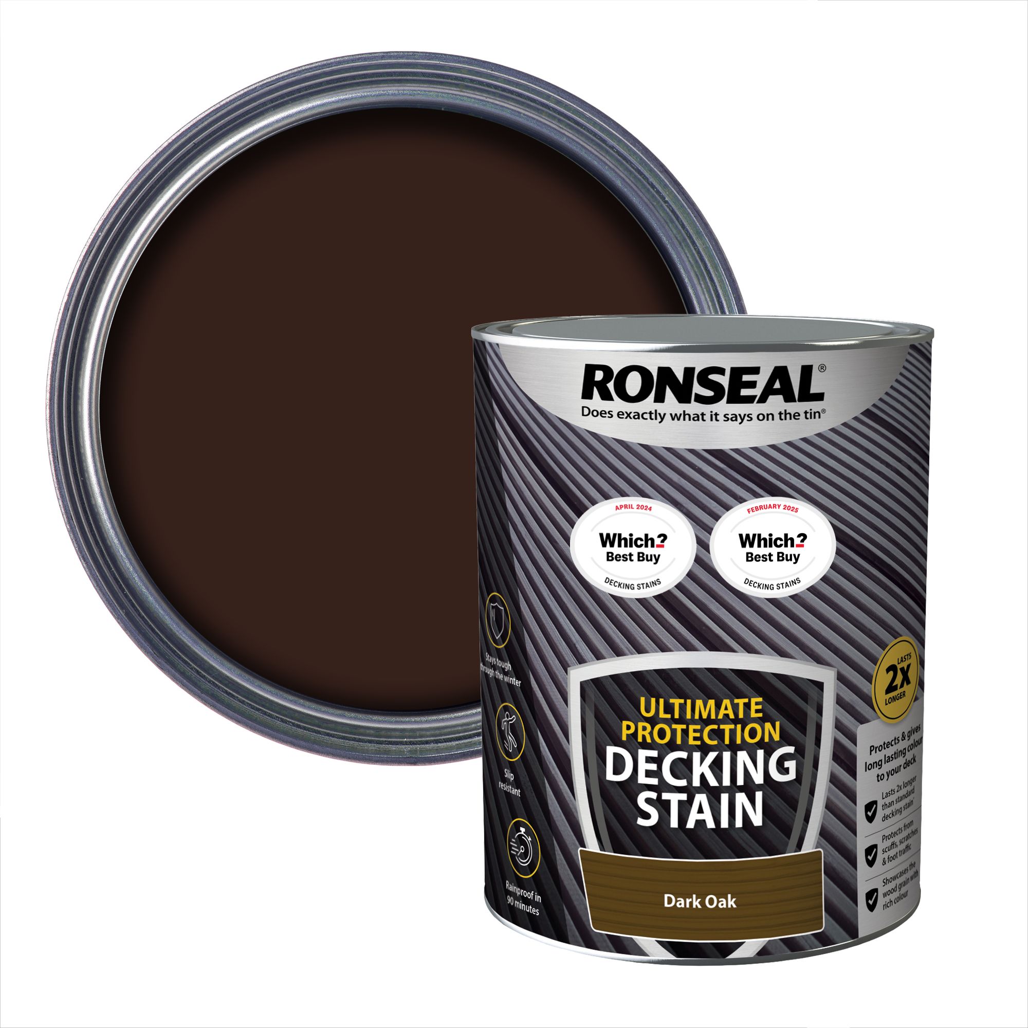 Ronseal Ultimate Protection Dark Oak Matt Decking Wood Stain 5l Diy At B Q