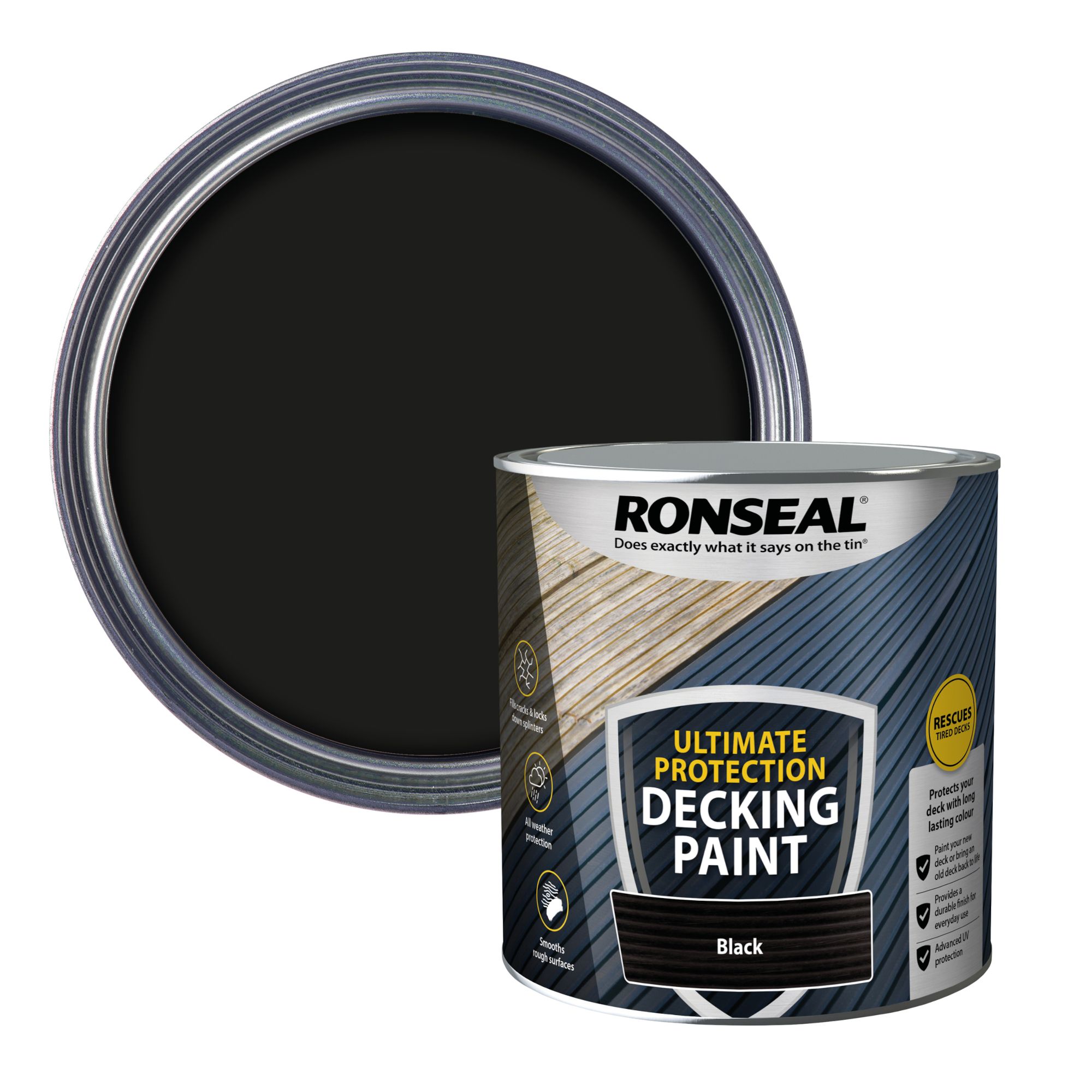 Ronseal Ultimate Protection Matt Black Decking paint, 2.5L
