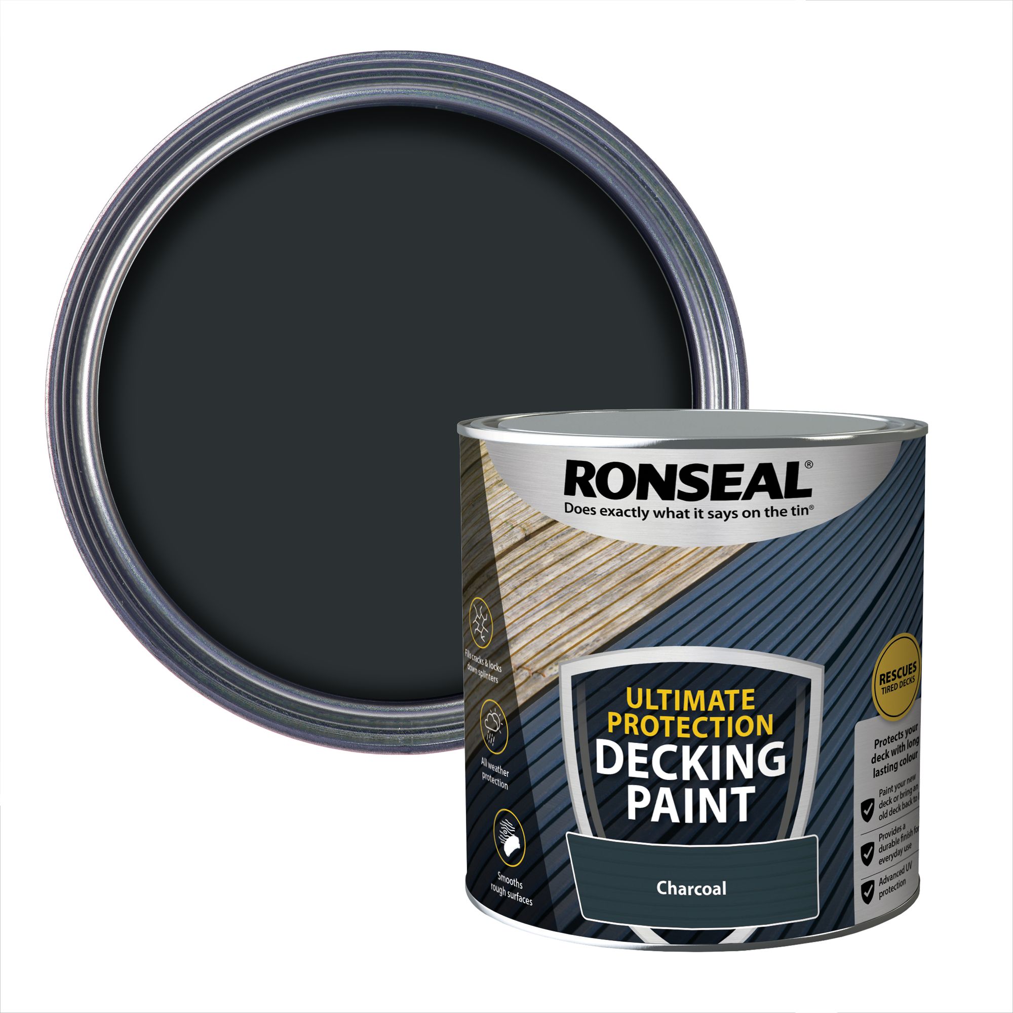 Ronseal Ultimate Protection Matt Charcoal Decking paint, 2.5L