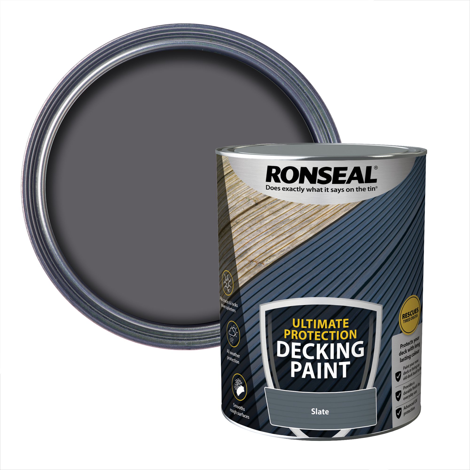 Ronseal Ultimate Protection Matt Slate Decking paint, 5L