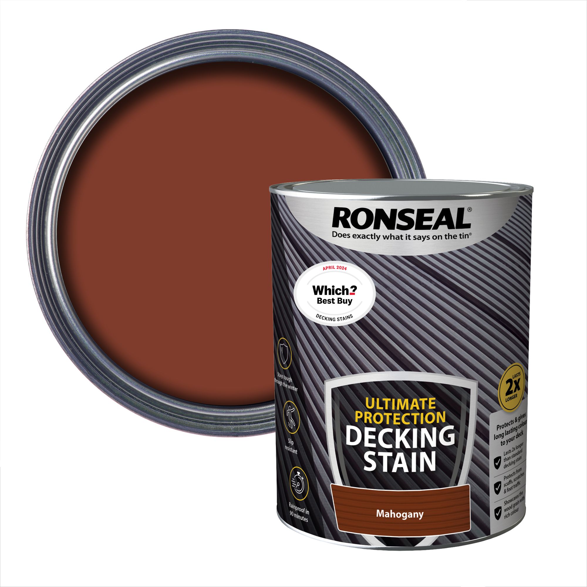 Ronseal Ultimate protection Rich mahogany Matt Decking Wood stain, 5L