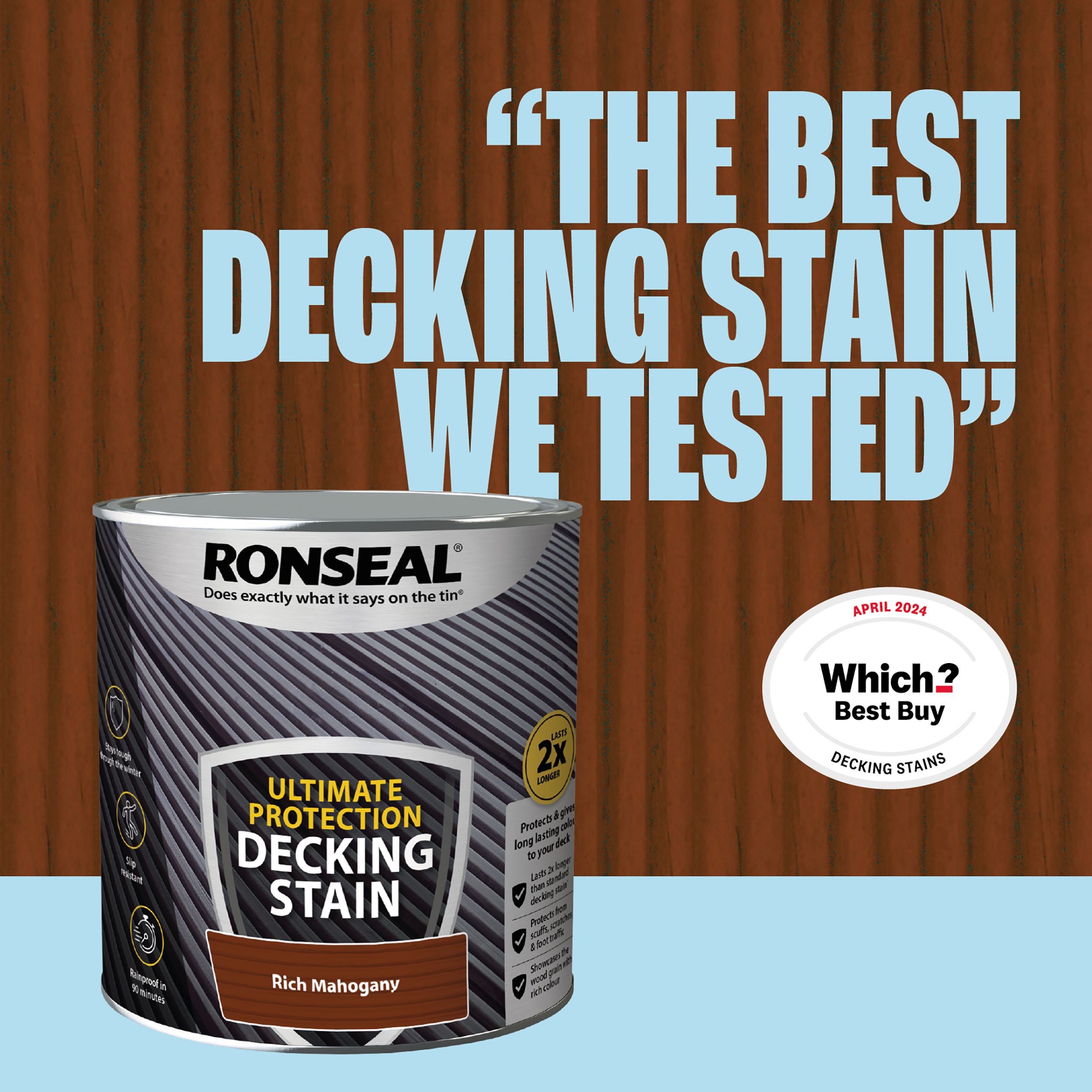Ronseal Ultimate protection Rich mahogany Matt Decking Wood stain, 5L