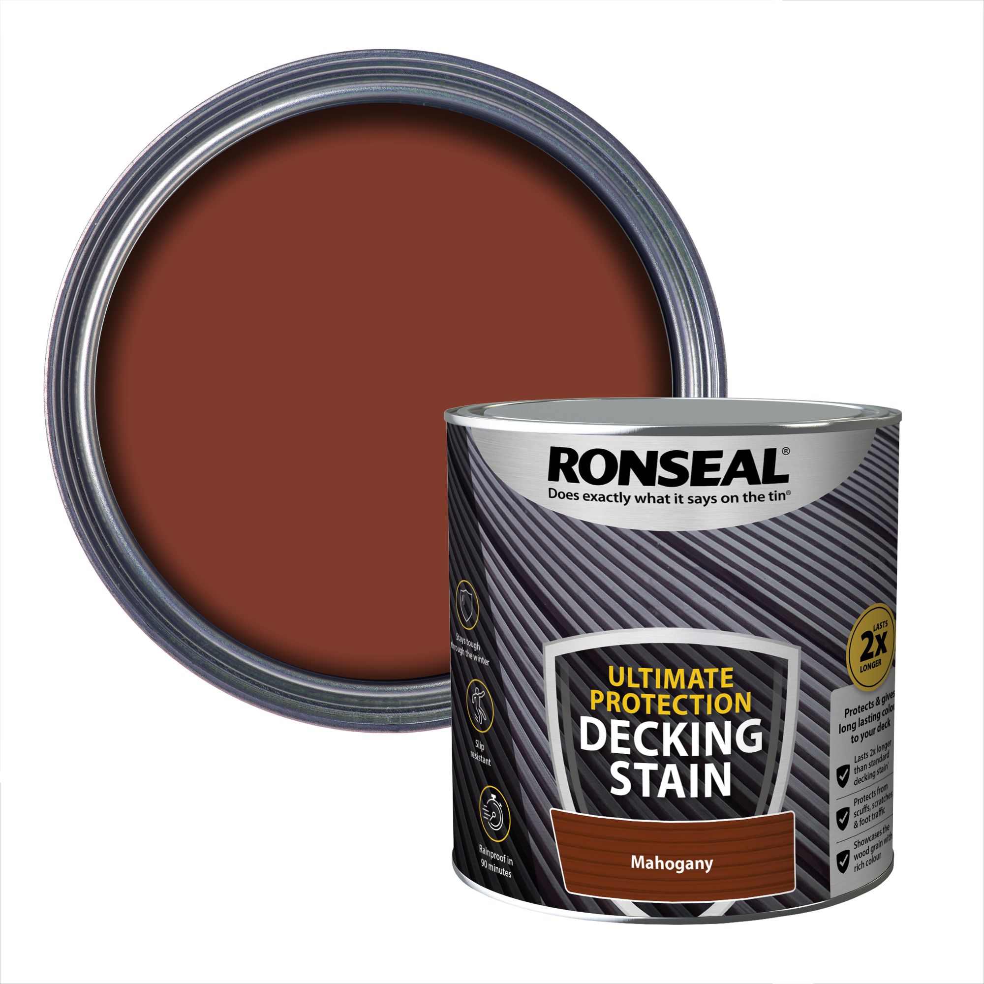 Ronseal Ultimate protection Rich mahogany Matt Quick dry Decking Wood stain, 2.5L