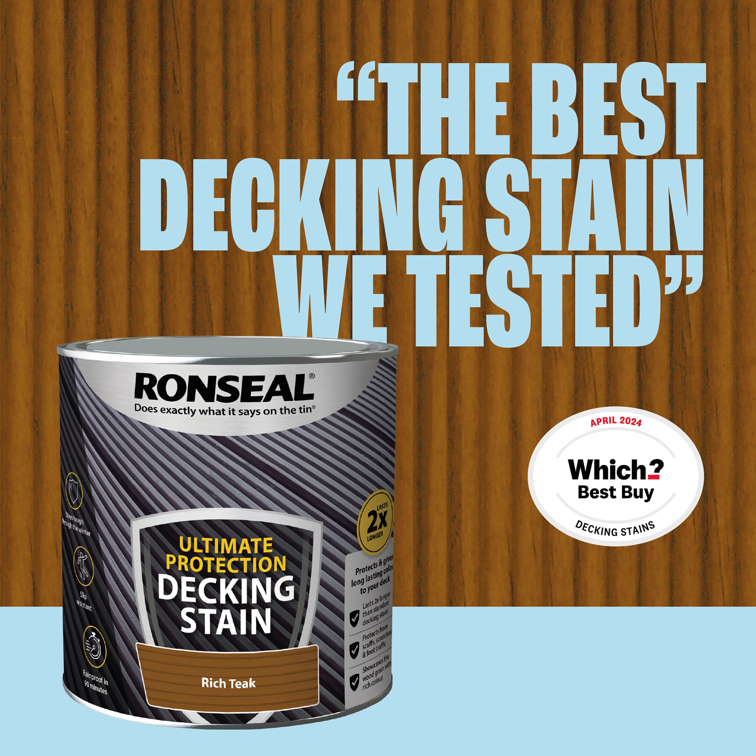 Ronseal Ultimate protection Rich teak Matt Decking Wood stain, 2.5L